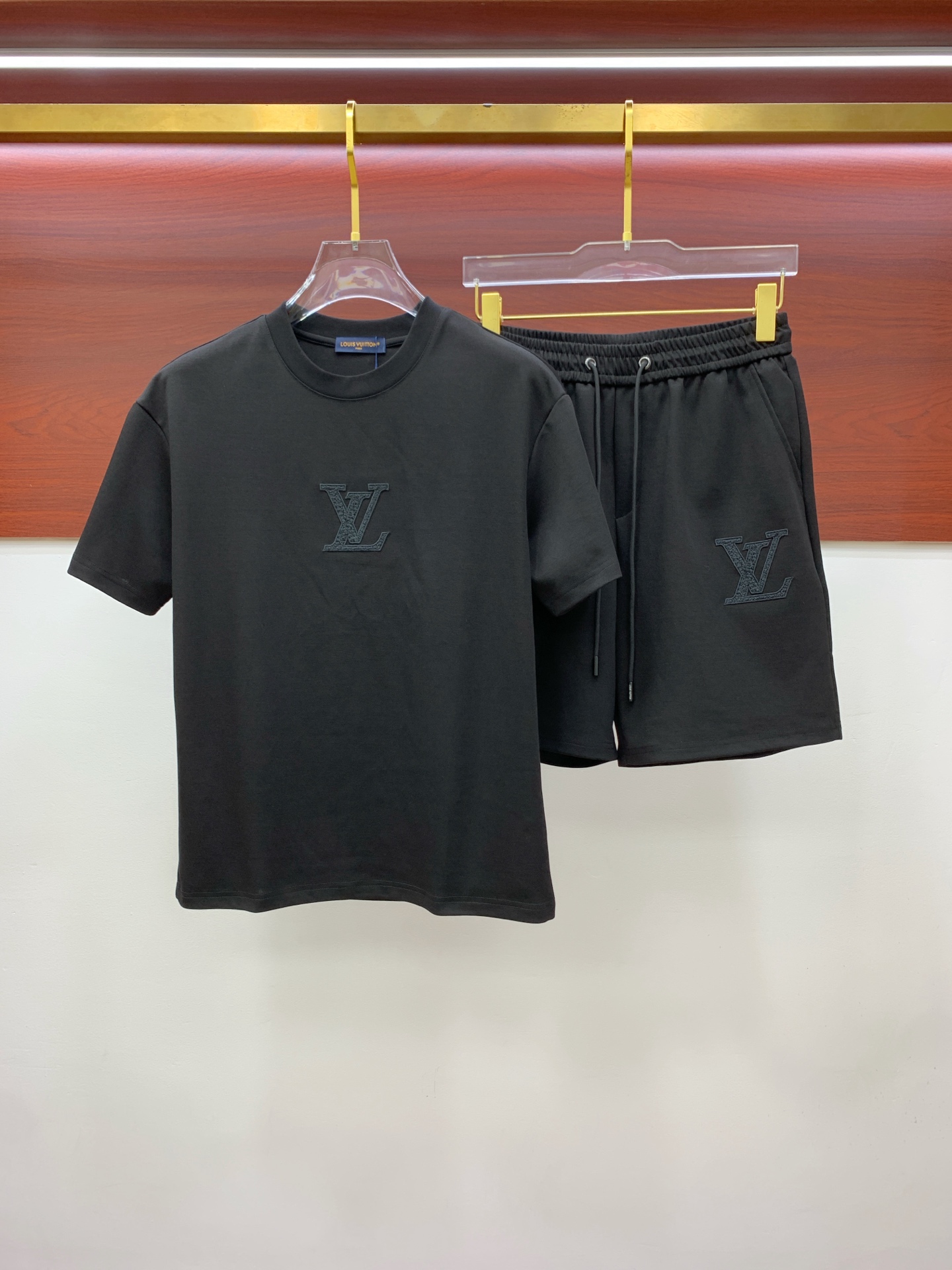 Louis Vuitton Men's Black Cotton Logo T-Shirt and Shorts Set 2 i1751637386120 695 0 0