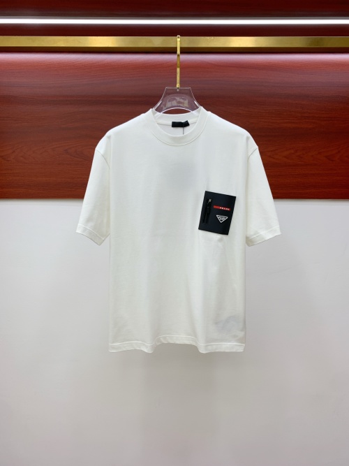 Prada Men's Cotton T-Shirt with Logo Patch - Stylish and Comfortable 1 Prada Men's Cotton T-Shirt with Logo Patch - Stylish and Comfortable