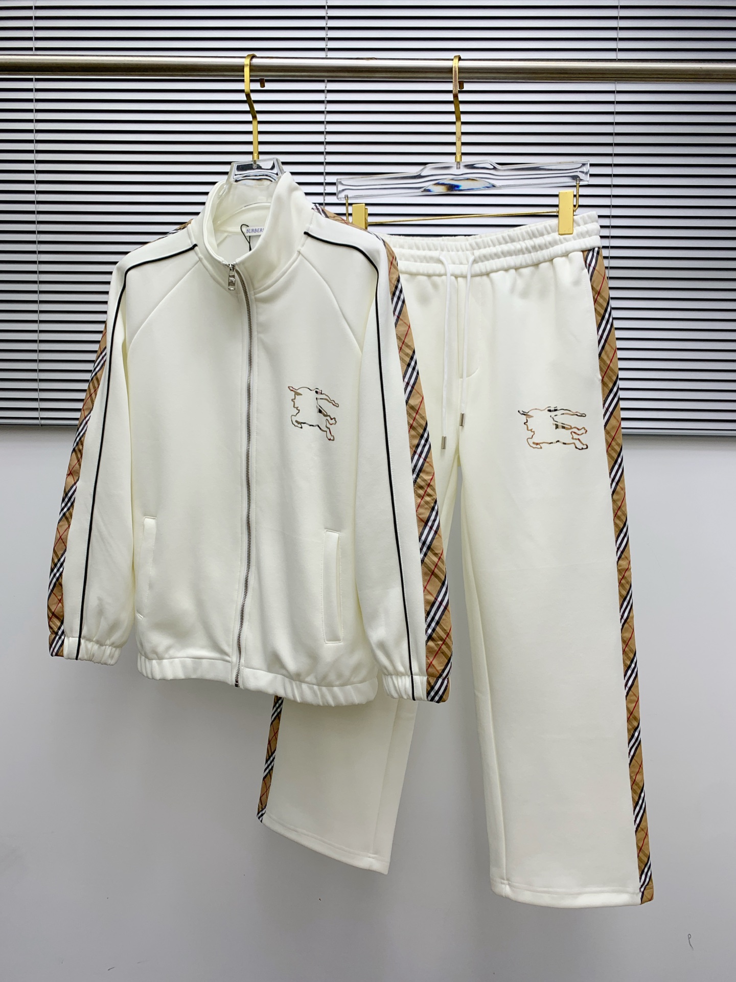 Burberry Inspired Men's Tracksuit Set with Checkered Trim, Embroidered Logo 2 i1755010647471 9873 0 0
