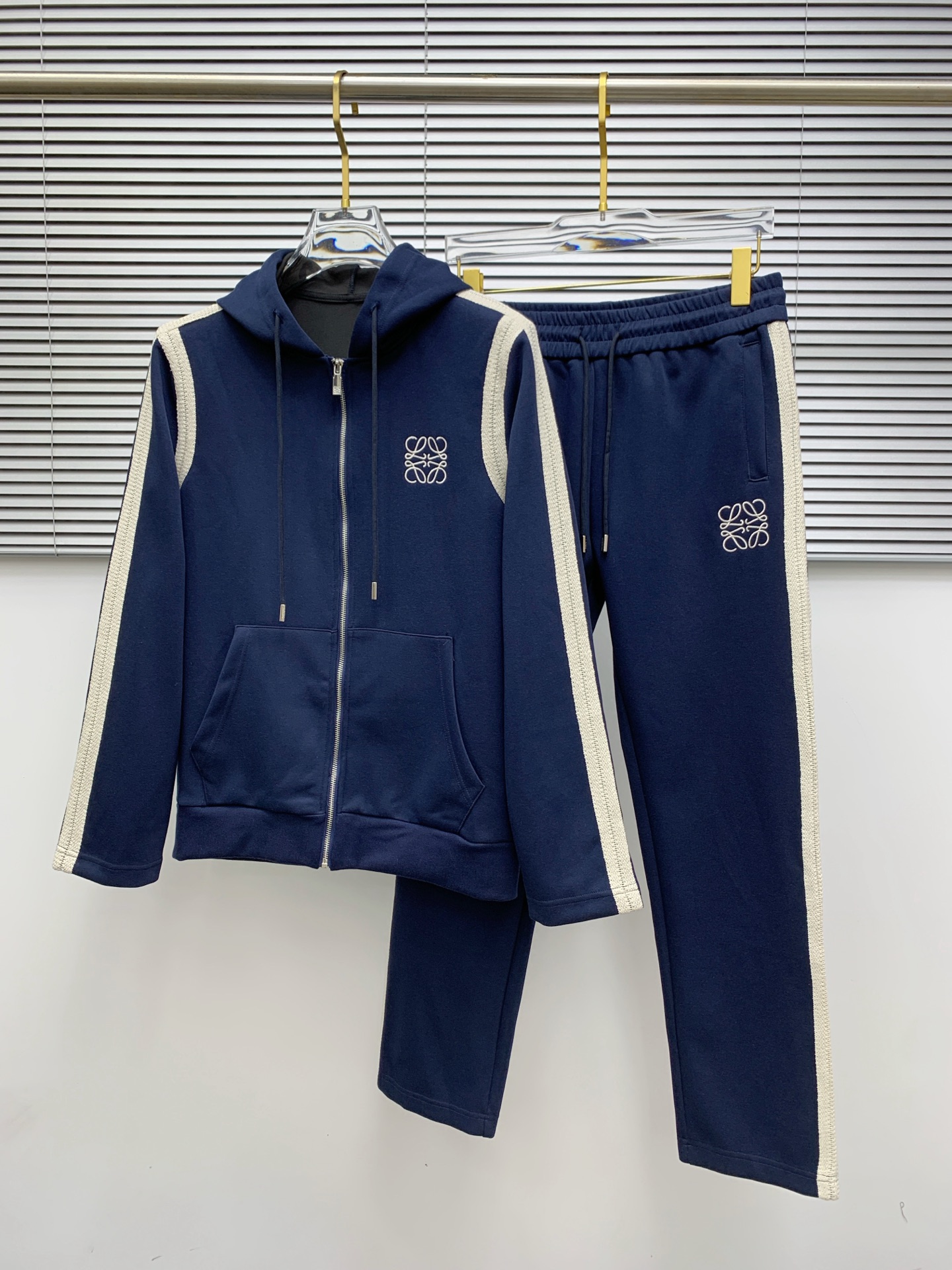 Loewe Men's Blue Tracksuit Set with Logo Embroidery, Size M-XXXL