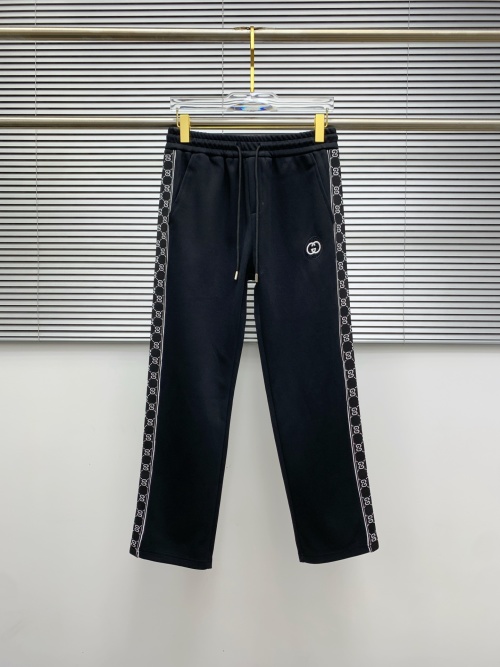 Gucci 2025 Fall/Winter Black Casual Pants with Embroidered Logo and Hardware 1 Gucci 2025 Fall/Winter Black Casual Pants with Embroidered Logo and Hardware