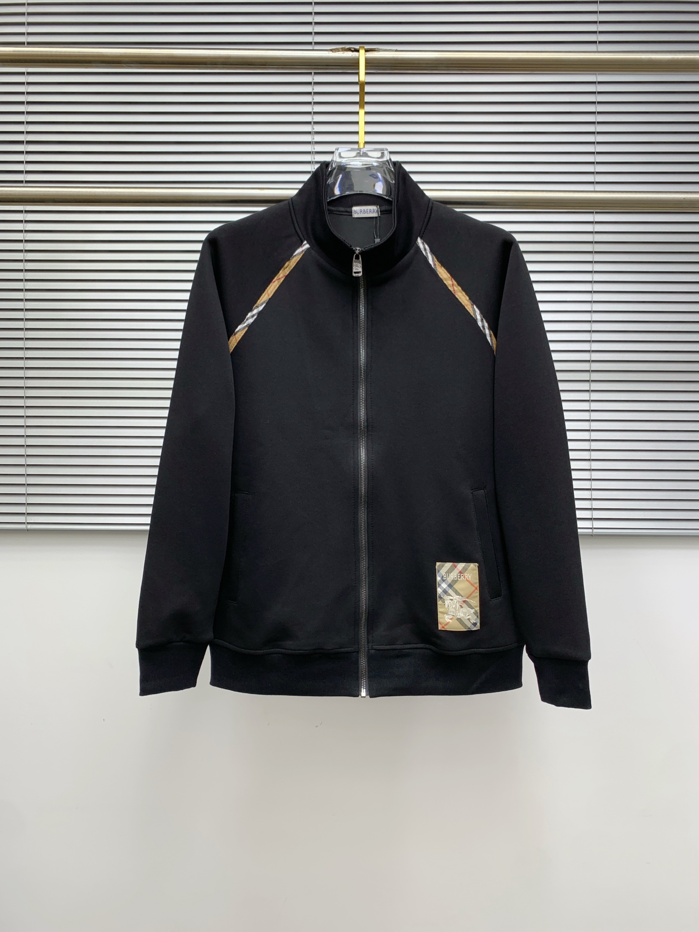 Burberry Black Cotton Blend Zip-Up Jacket & Jogger Set with Check Details 3 i1756824365947 3116 0 1
