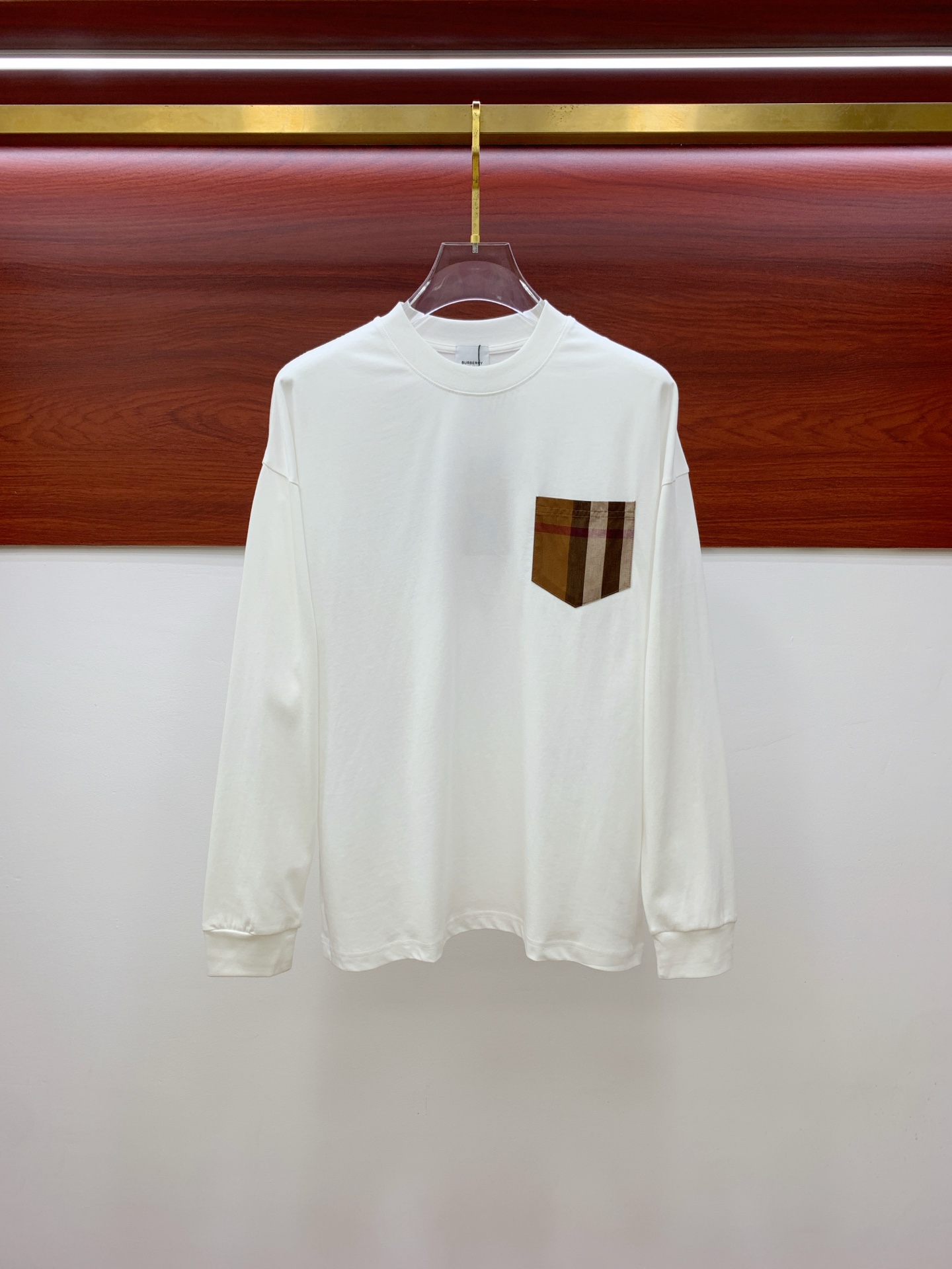 Sweat-shirt Burberry 25SS à col rond et poche à carreaux, qualité supérieure