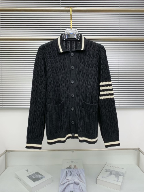 Men's Wool Knit Cardigan Sweater with Stripe Detail - Classic Style 1 Men's Wool Knit Cardigan Sweater with Stripe Detail - Classic Style