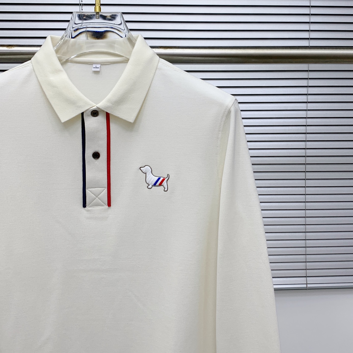 Thom Browne Men's Classic Fit Long Sleeve Polo Shirt with Dog Embroidery 4 i1759997014381 5771 0 2