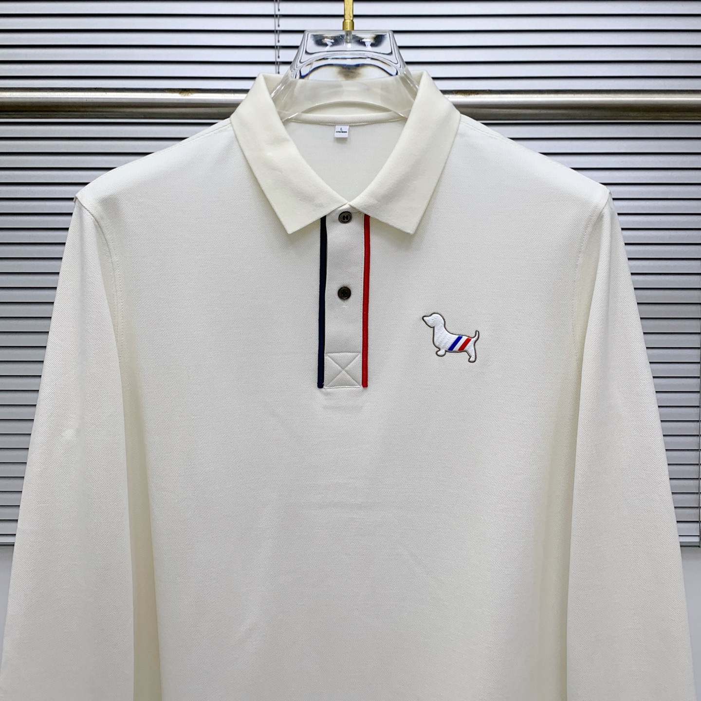 Thom Browne Men's Classic Fit Long Sleeve Polo Shirt with Dog Embroidery 3 i1759997016288 3436 0 1
