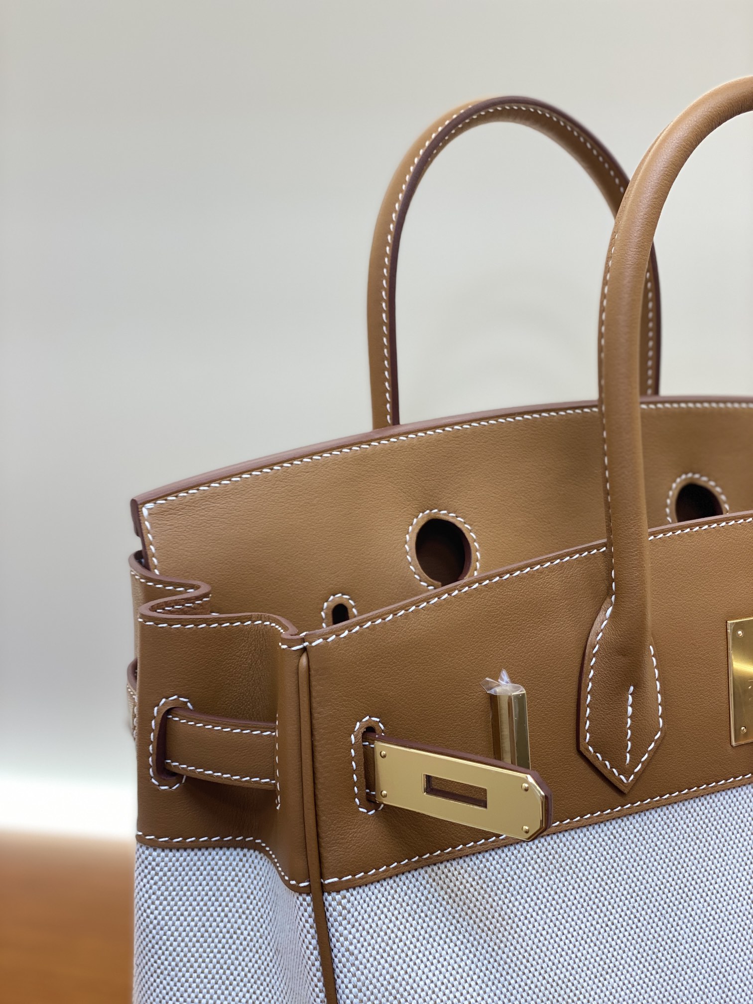 Birkin 25/30cm Pre-Owned Gold & Silver Hardware,Swift Leather & Canvas Bag 14 i1730254387 3700 1