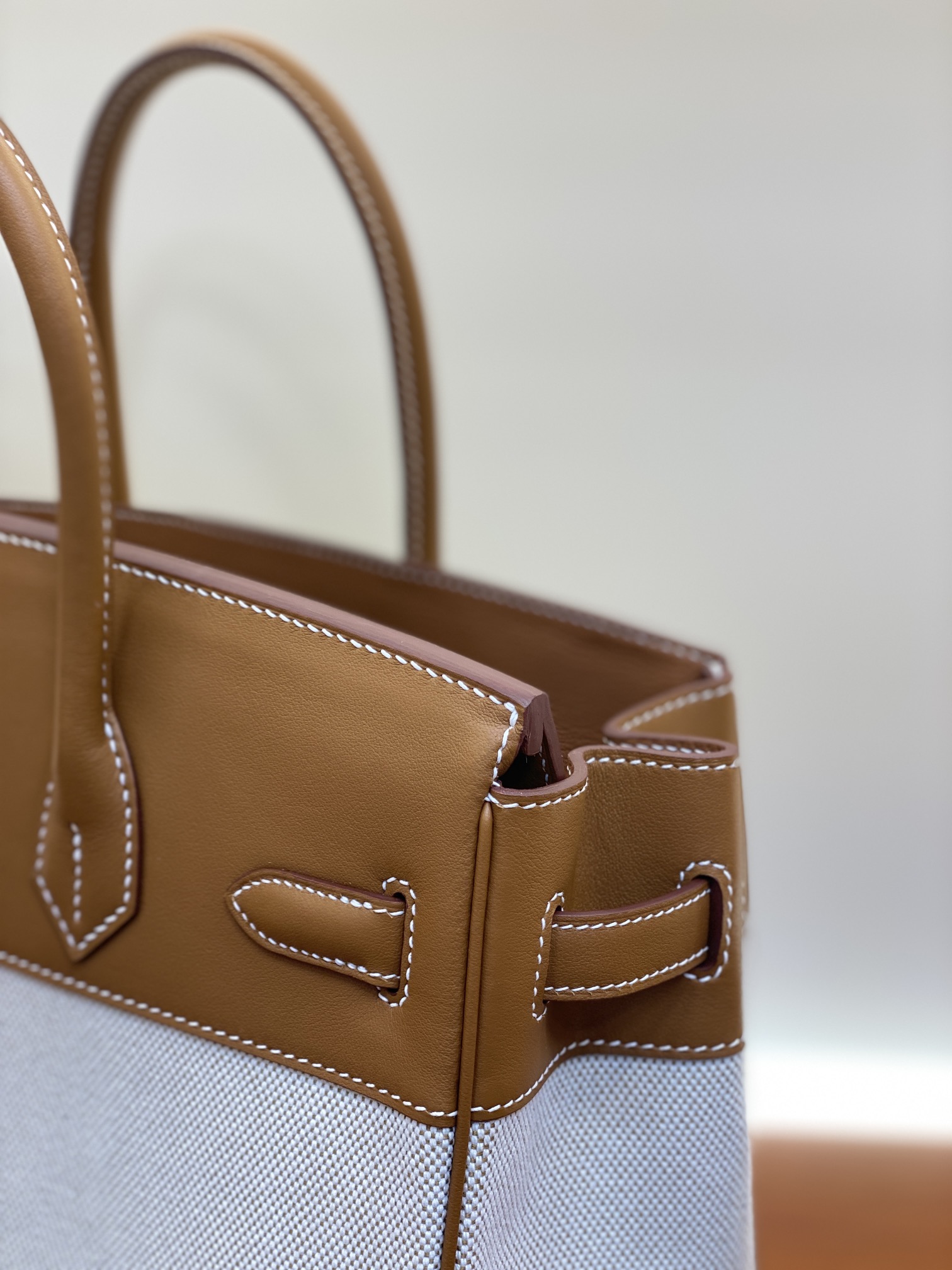 Birkin 25/30cm Pre-Owned Gold & Silver Hardware,Swift Leather & Canvas Bag 11 i1730254388 1660 11