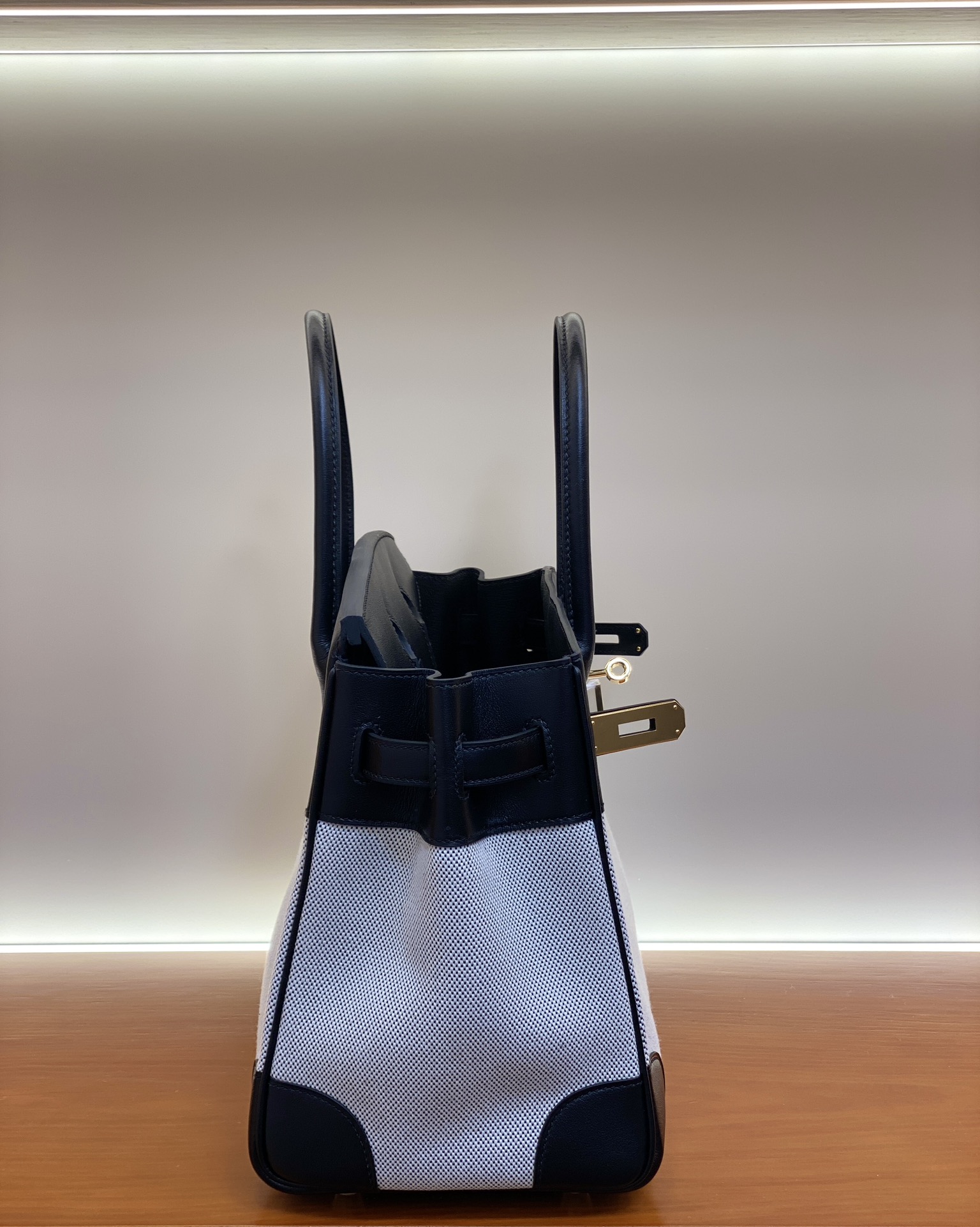 Birkin Black Swift Leather & Canvas Tote Bag, 25/30cm, Gold & Silver Hardware 3 i1730254883 1465 6