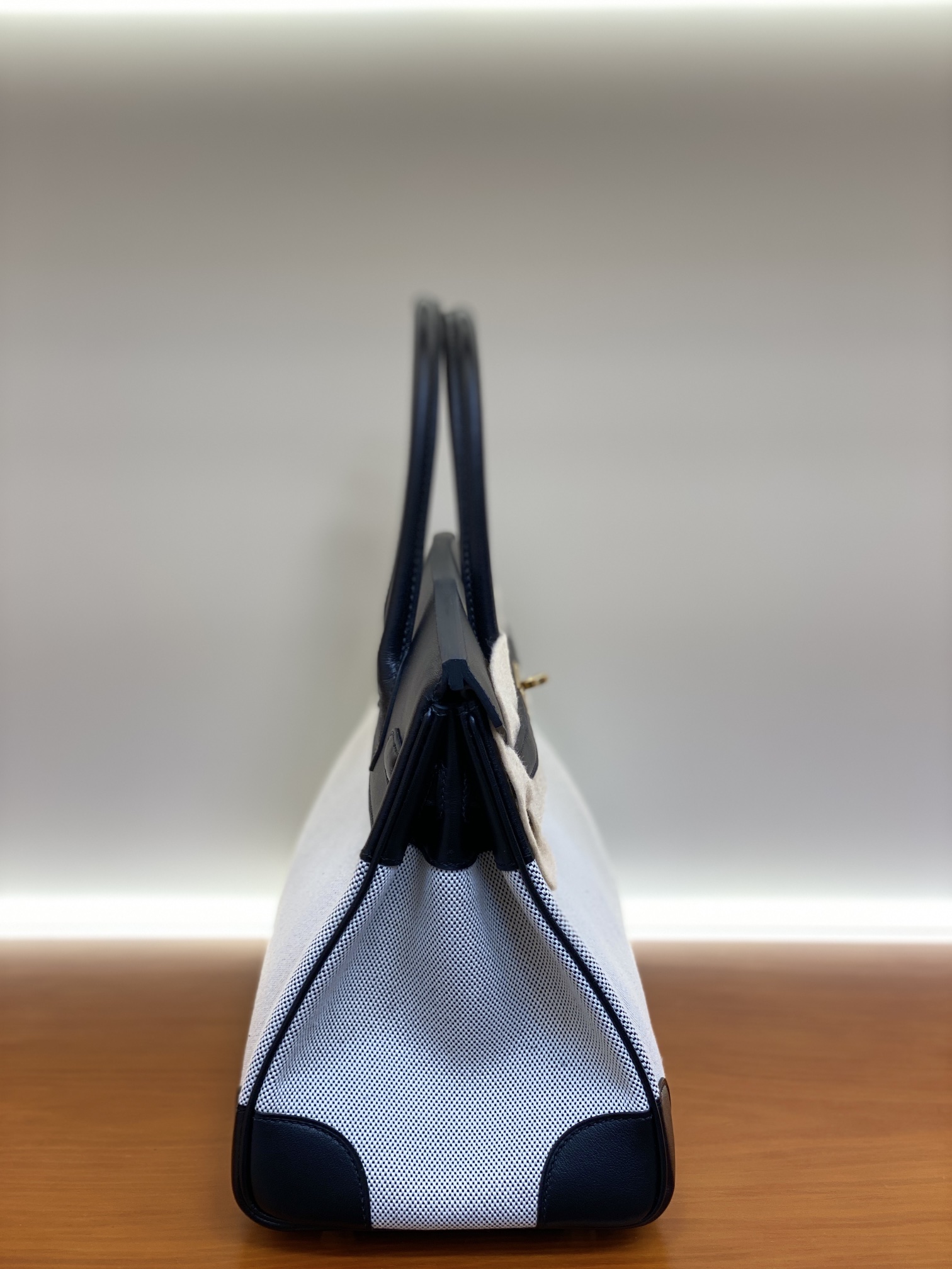 Birkin Black Swift Leather & Canvas Tote Bag, 25/30cm, Gold & Silver Hardware 12 i1730254883 5878 1