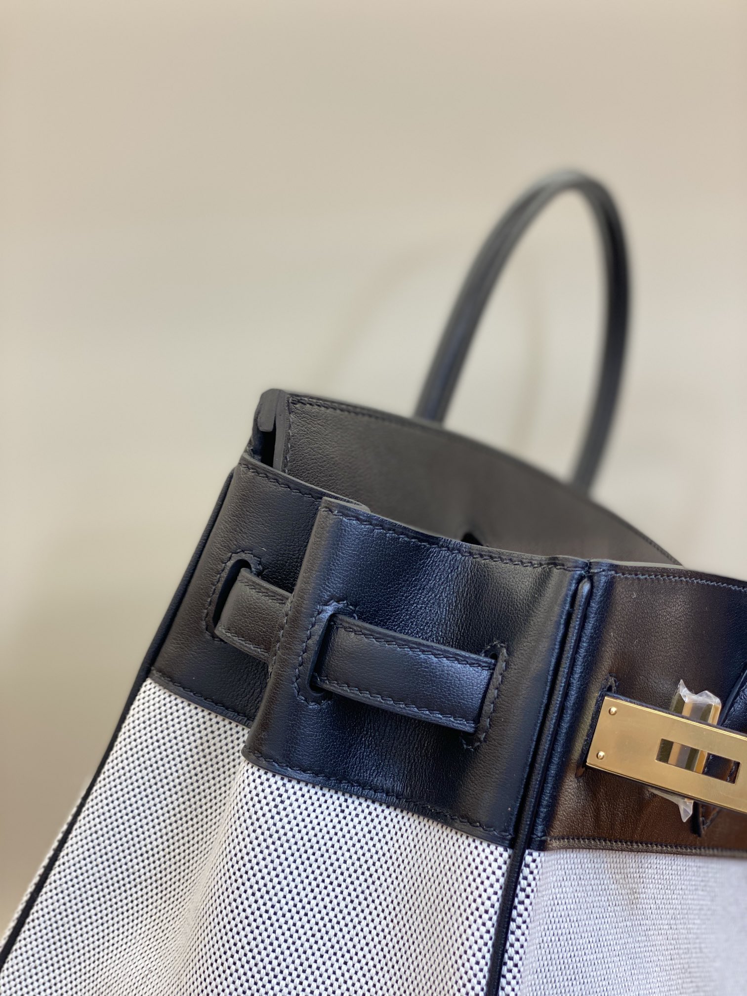 Birkin Black Swift Leather & Canvas Tote Bag, 25/30cm, Gold & Silver Hardware 9 i1730254884 5653 11