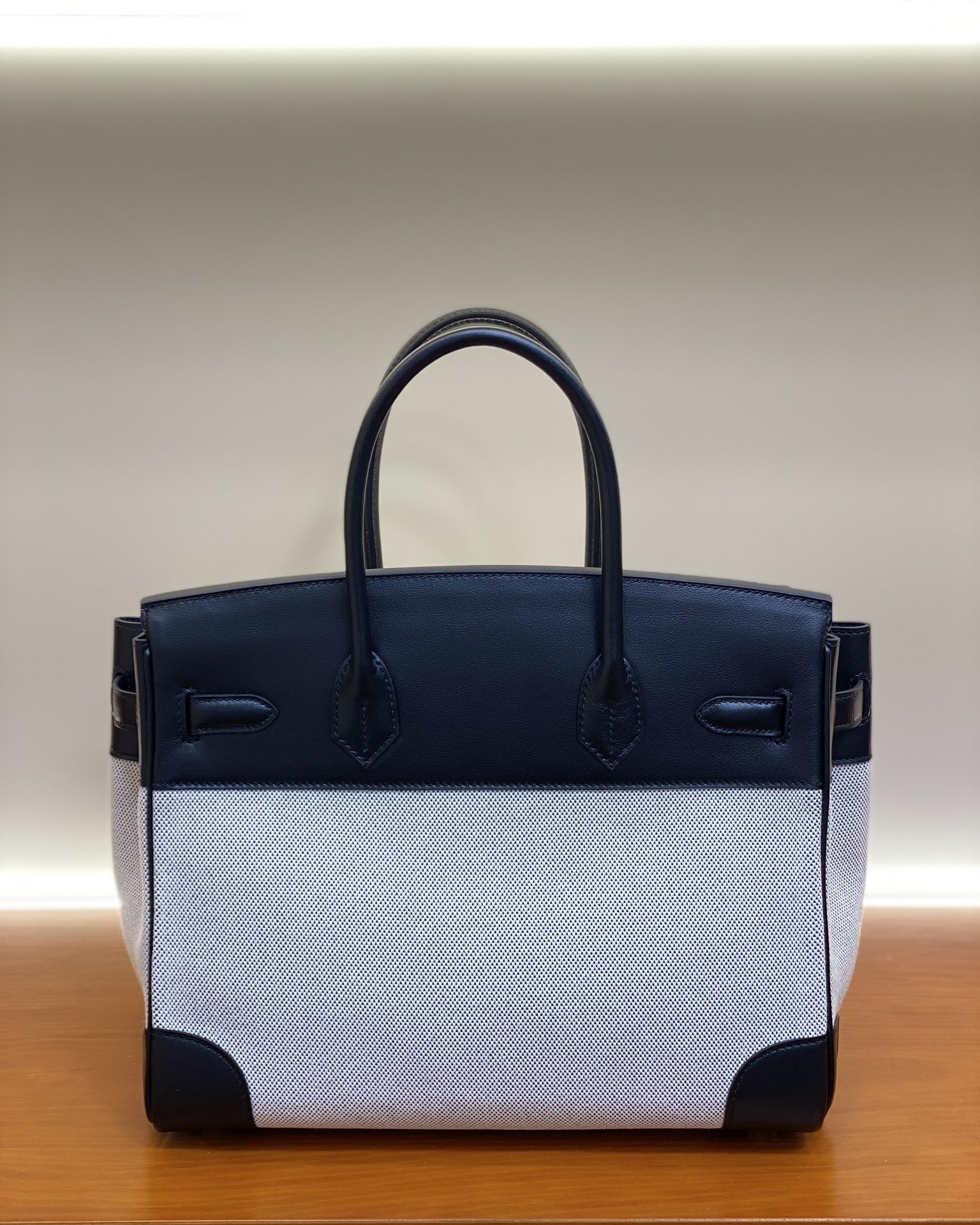 Birkin Black Swift Leather & Canvas Tote Bag, 25/30cm, Gold & Silver Hardware 10 i1730254884 924 9