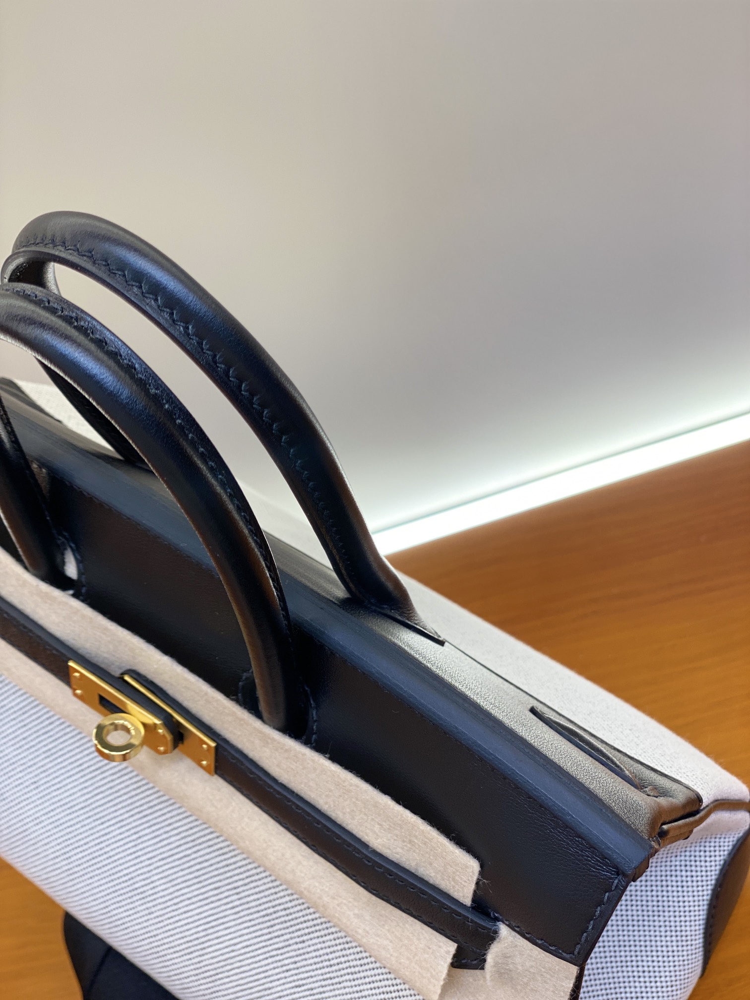 Birkin 25/30cm Black Swift Leather & Canvas Tote Bag with Gold Hardware 13 i1730254936 997 4