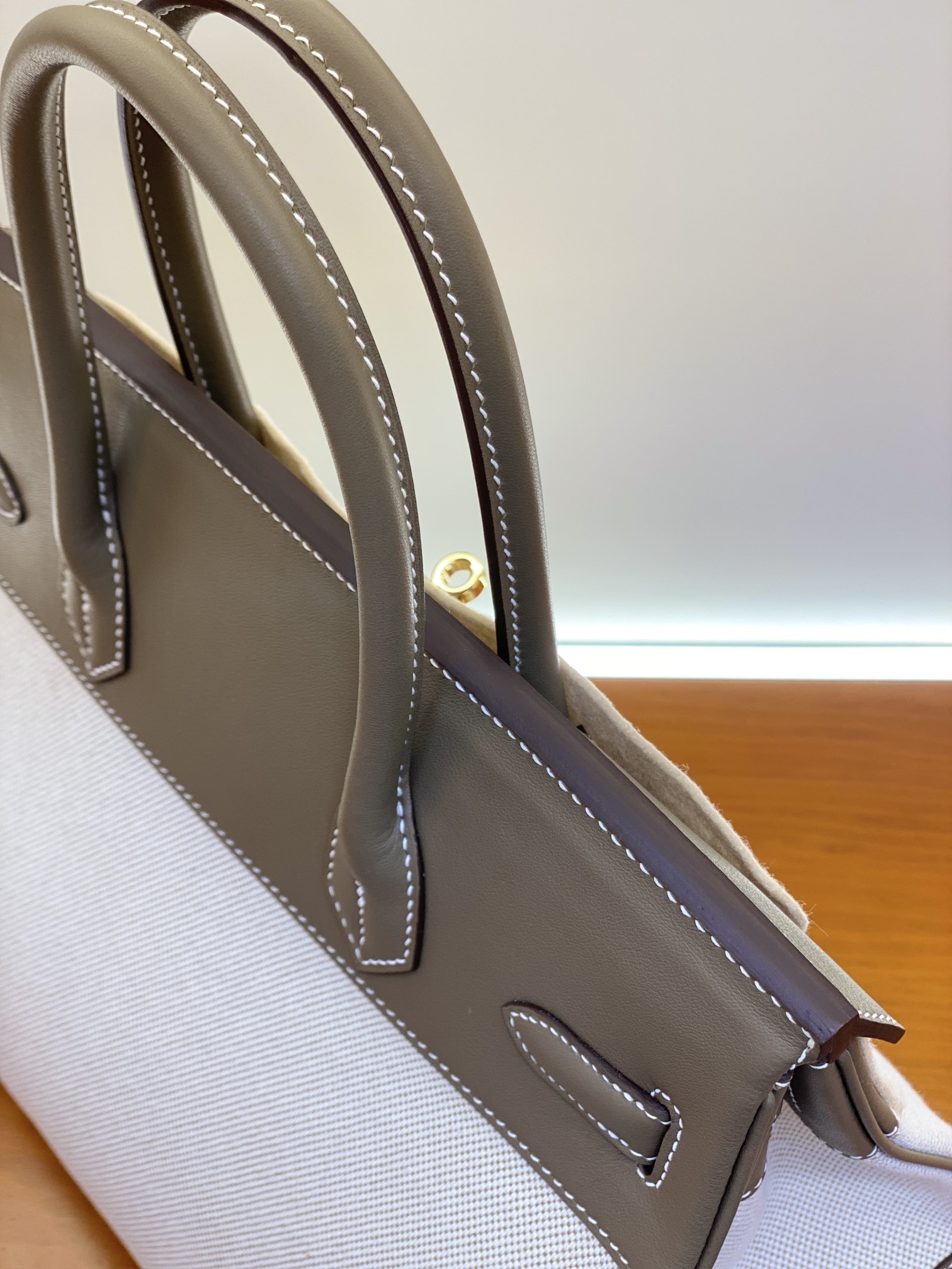 Birkin 25/30cm Pre-Owned Bag Swift Leather Patchwork Elephant Grey Gold Hardware 9 i1730255087 6955 7