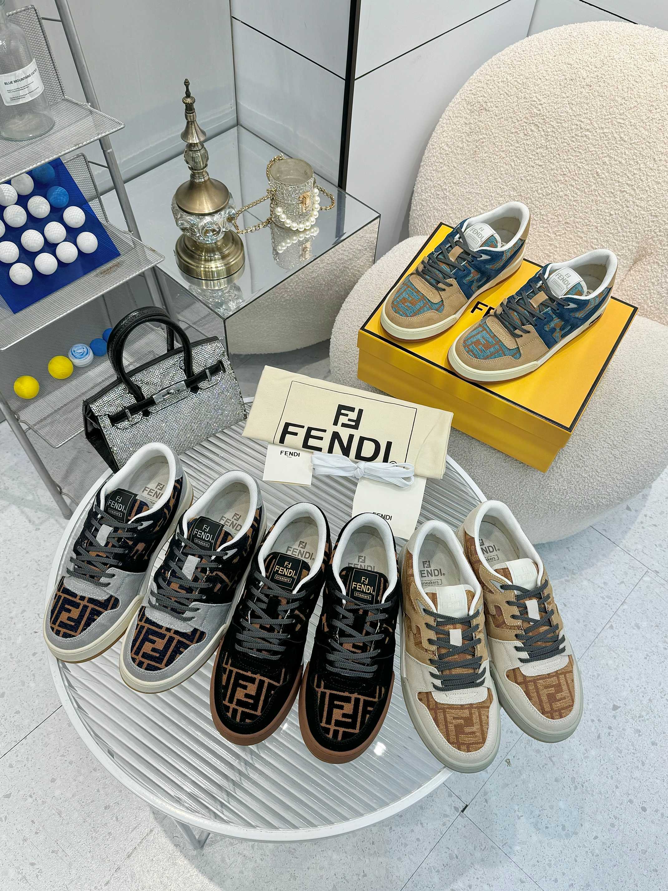 Fendi Match Sneakers Designer Kim Jones Retro FF Logo Leather and Canvas 7 a1741675857764 6424