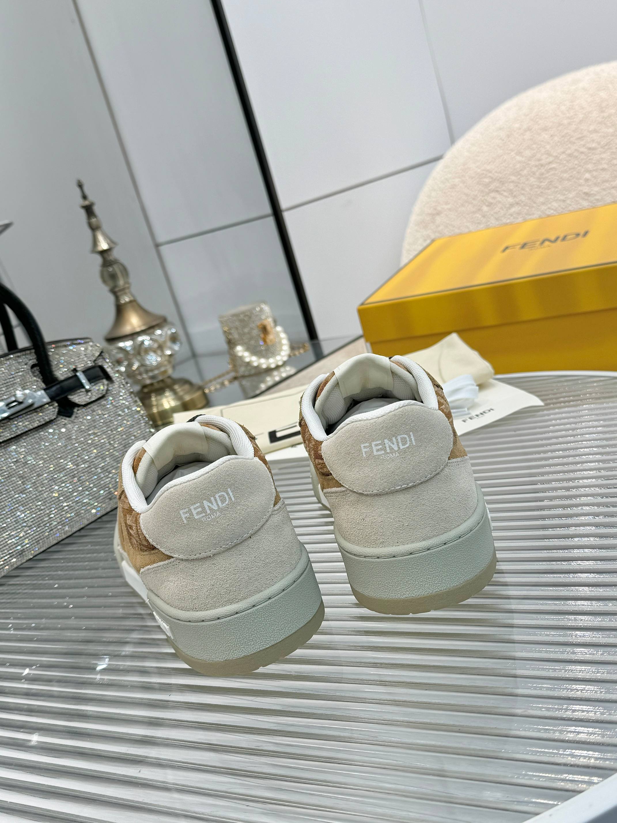 Fendi Match Sneakers Designer Kim Jones Retro FF Logo Leather and Canvas 9 a1741676071448 2783