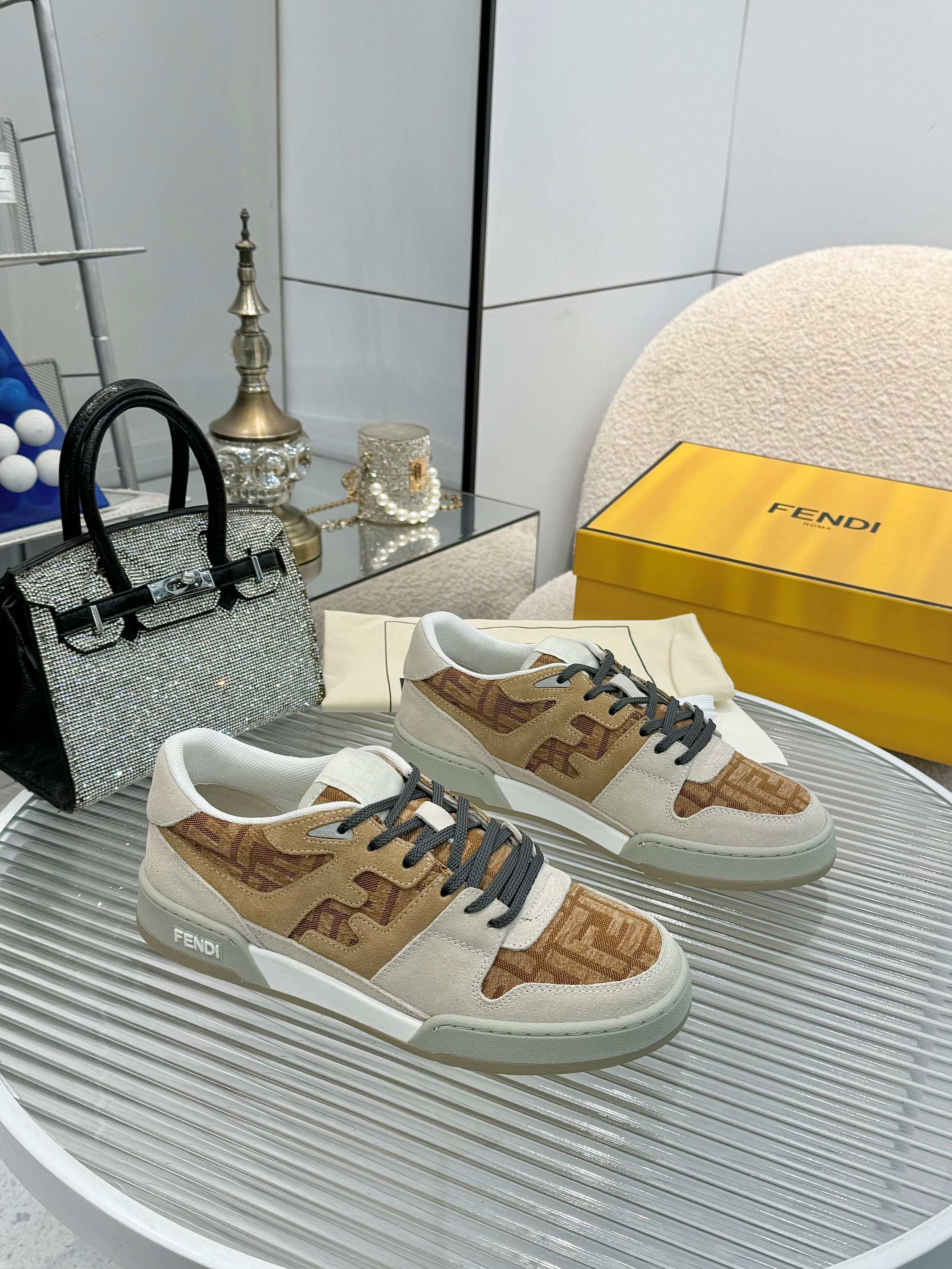 Fendi Match Sneakers Designer Kim Jones Retro FF Logo Leather and Canvas 3 a1741676071841 8804