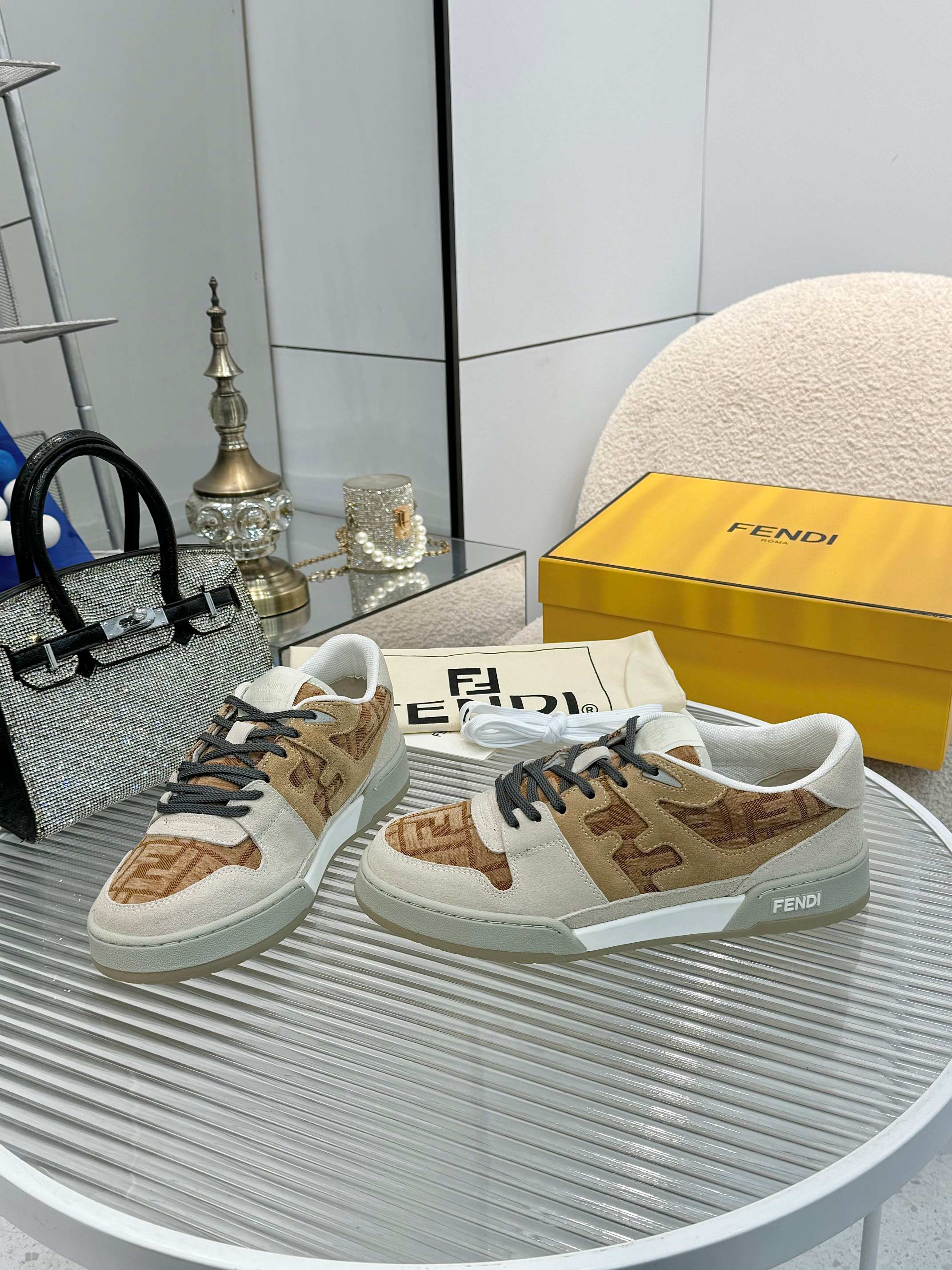 Fendi Match Sneakers Designer Kim Jones Retro FF Logo Leather and Canvas 8 a1741676072064 4478