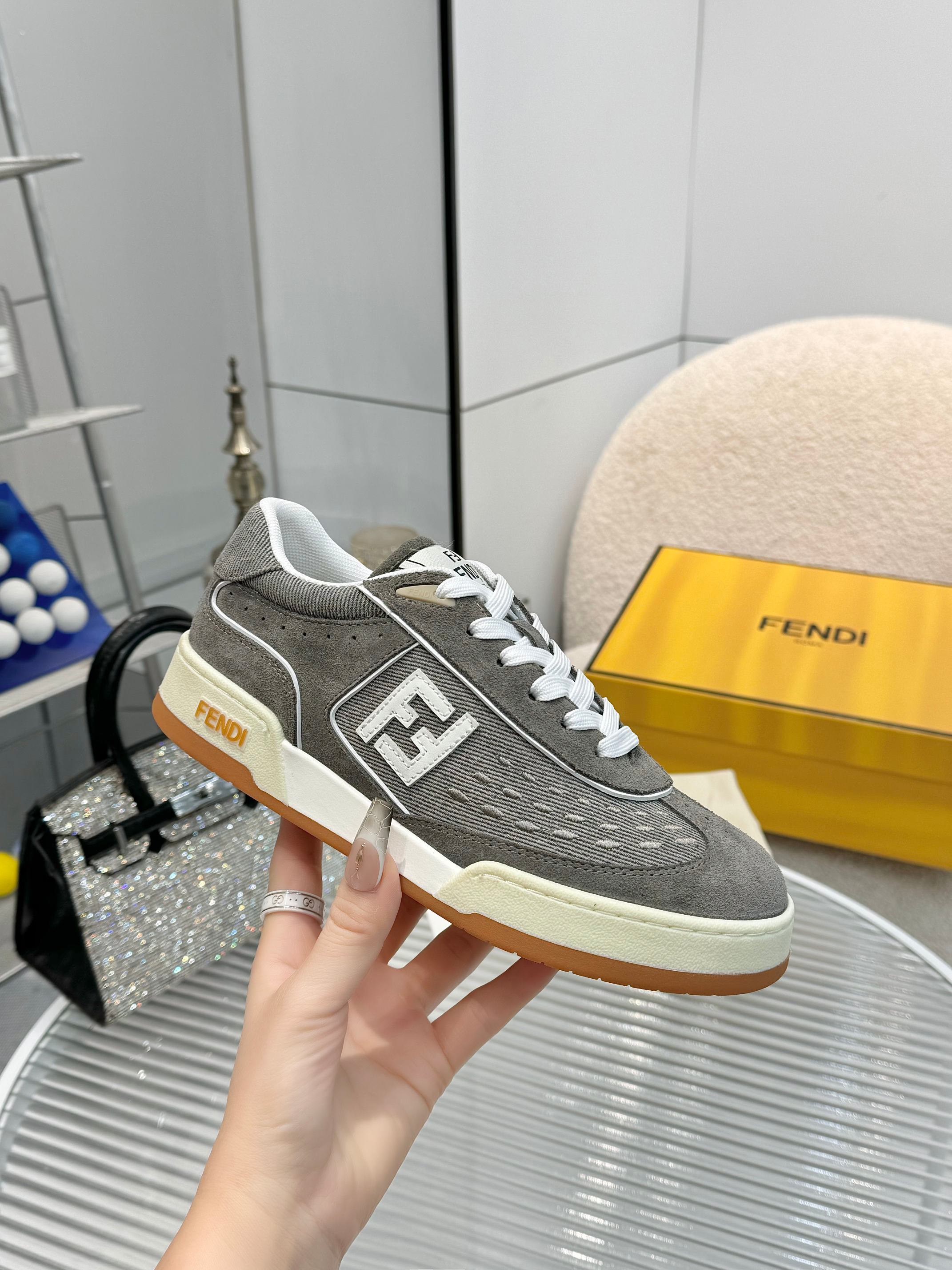 Fendi Match Sneakers: Stylish Canvas & Suede, Comfortable Designer Footwear