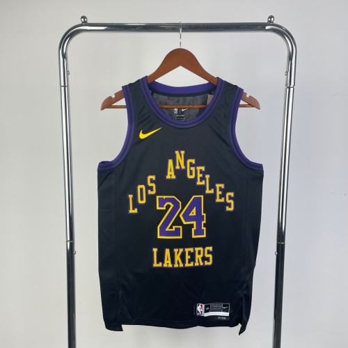 Nike NBA Lakers Kobe Bryant #24 Jersey - Black, Embroidered, Round Neck 1 Nike NBA Lakers Kobe Bryant #24 Jersey - Black, Embroidered, Round Neck