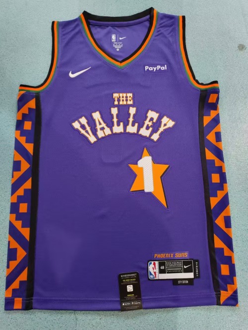 Phoenix Suns Devin Booker #1 Purple Throwback Jersey - City Edition 1 Phoenix Suns Devin Booker #1 Purple Throwback Jersey - City Edition