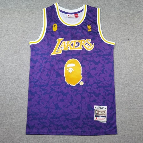 BAPE x M&N Lakers 93 Jersey - Top Stitch, Dri-FIT, Purple, Unisex Design 1 BAPE x M&N Lakers 93 Jersey - Top Stitch, Dri-FIT, Purple, Unisex Design
