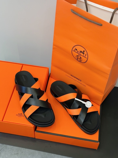 Hermes Men's Kazimir Sandals, Premium Leather Slides in Black and Orange 17 Hermes Men's Kazimir Sandals, Premium Leather Slides in Black and Orange