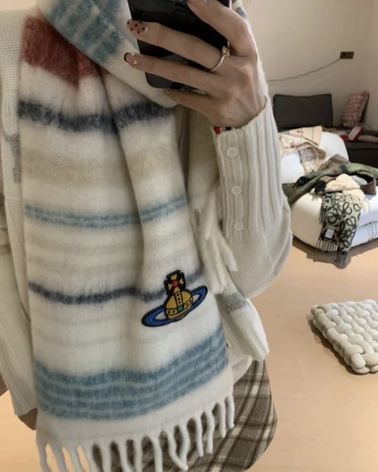 奶油白)是谁水灵灵的戴上了土星断货围巾 6