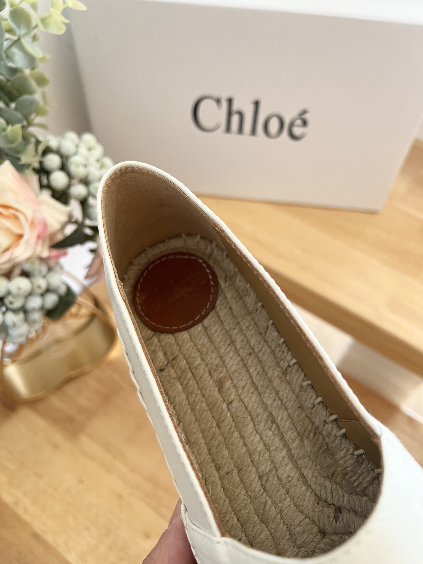 Chloé Woody Logo Leather Espadrilles