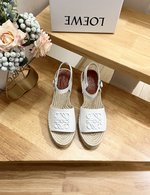 High Quality Perfect
 Loewe Best
 Shoes Espadrilles Sandals Black White Yellow Women Men Canvas Cowhide