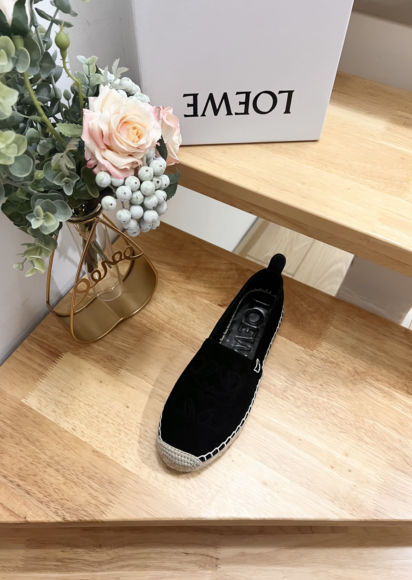 Loewe Women's Black Suede Anagram Espadrille Flats Summer Slip On Shoes 7 i1717488924 8250 0