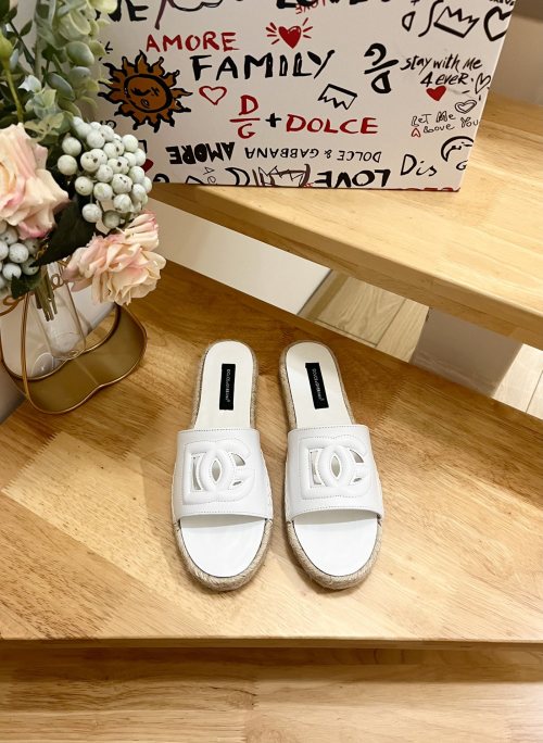 Dolce & Gabbana White Leather Espadrille Sandals with Cutout Logo 1 Dolce & Gabbana White Leather Espadrille Sandals with Cutout Logo