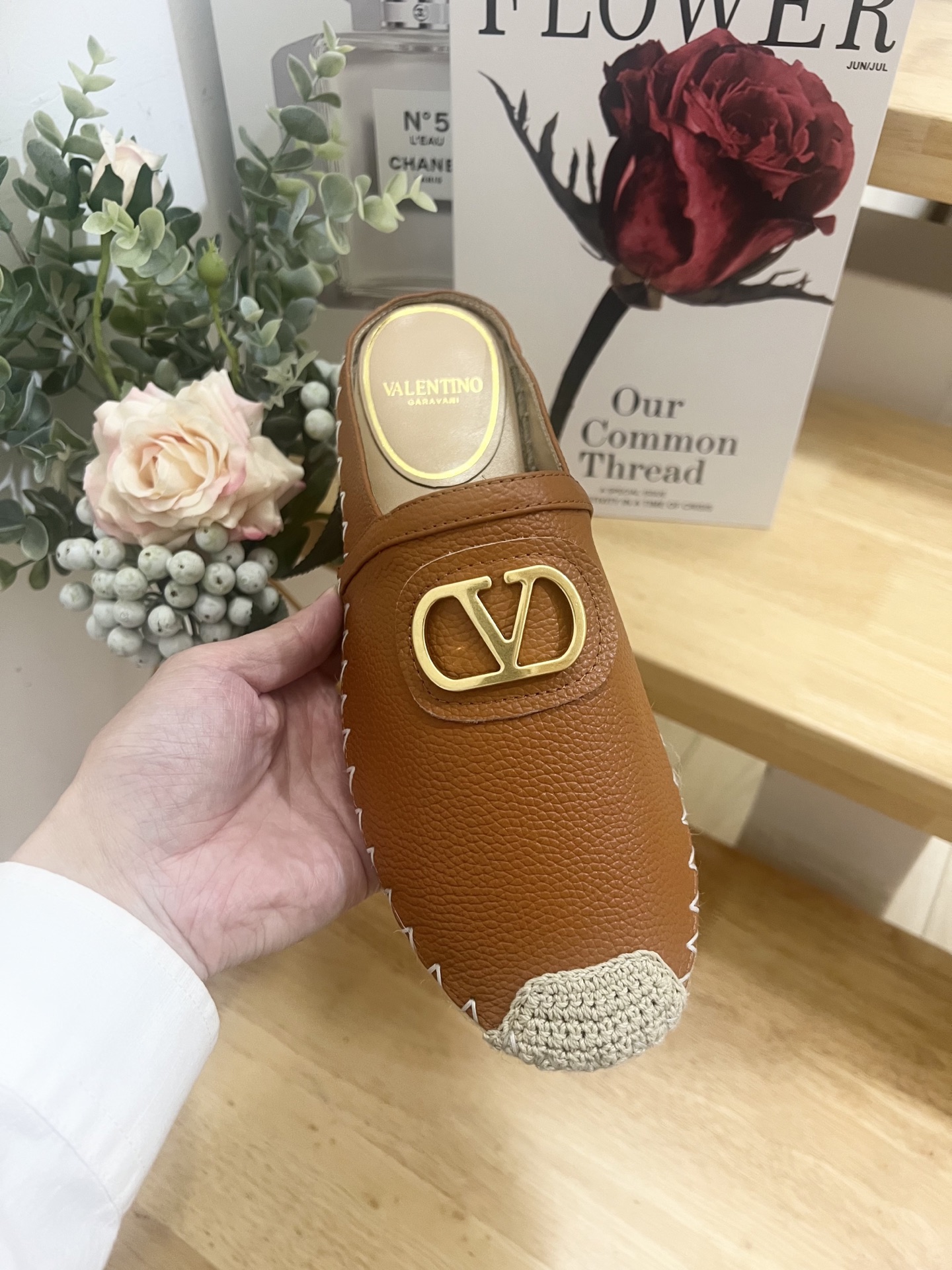 Valentino Garavani V-Logo Leather Espadrille Mules,Gold-Tone Hardware, Italy Made 1 Valentino Garavani V-Logo Leather Espadrille Mules,Gold-Tone Hardware, Italy Made