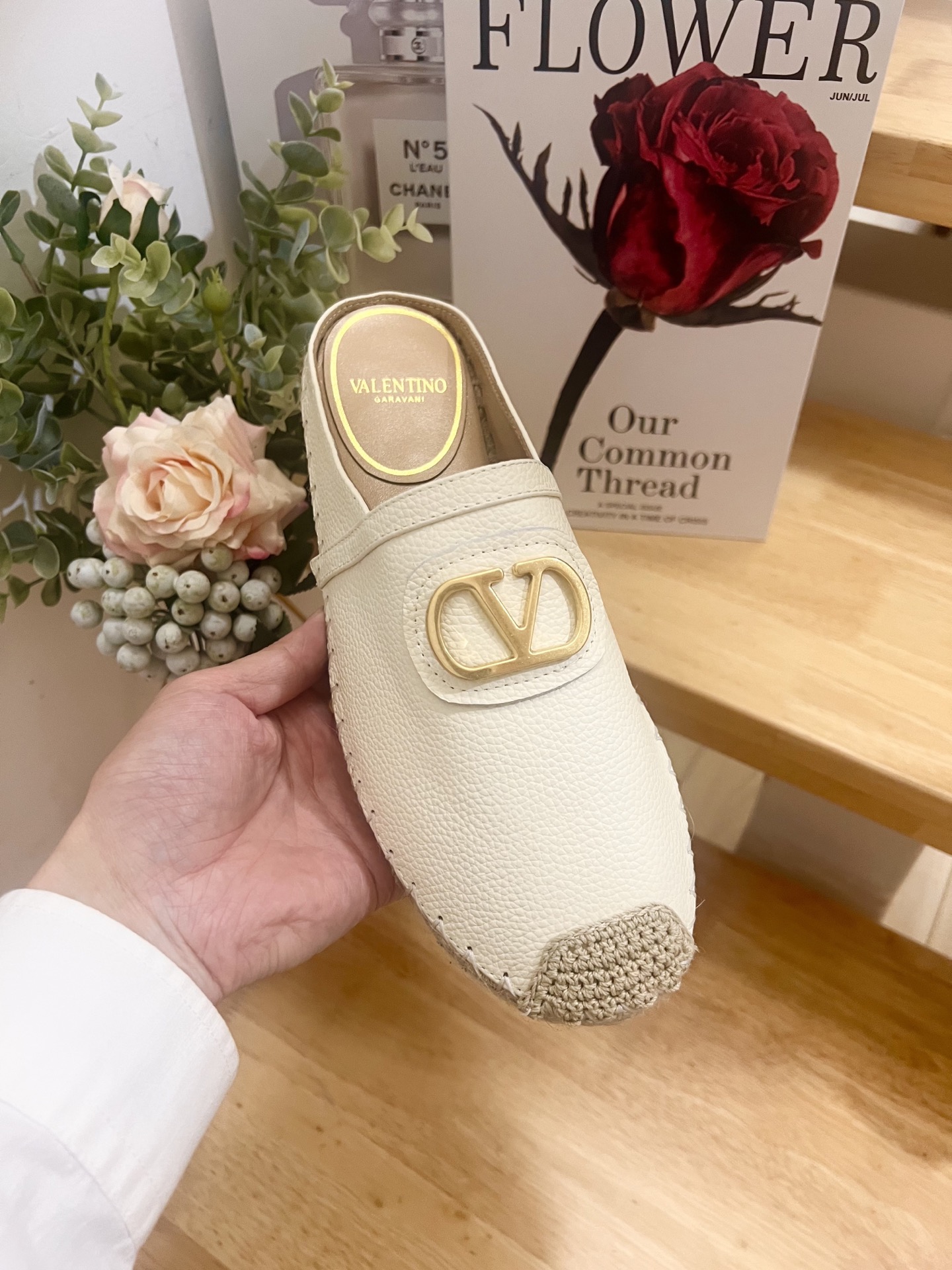 Valentino Garavani Leather V-Logo Espadrille Mules, Women's Size 36-41(US 6-11) 2 i1744216696827 7091 0 7