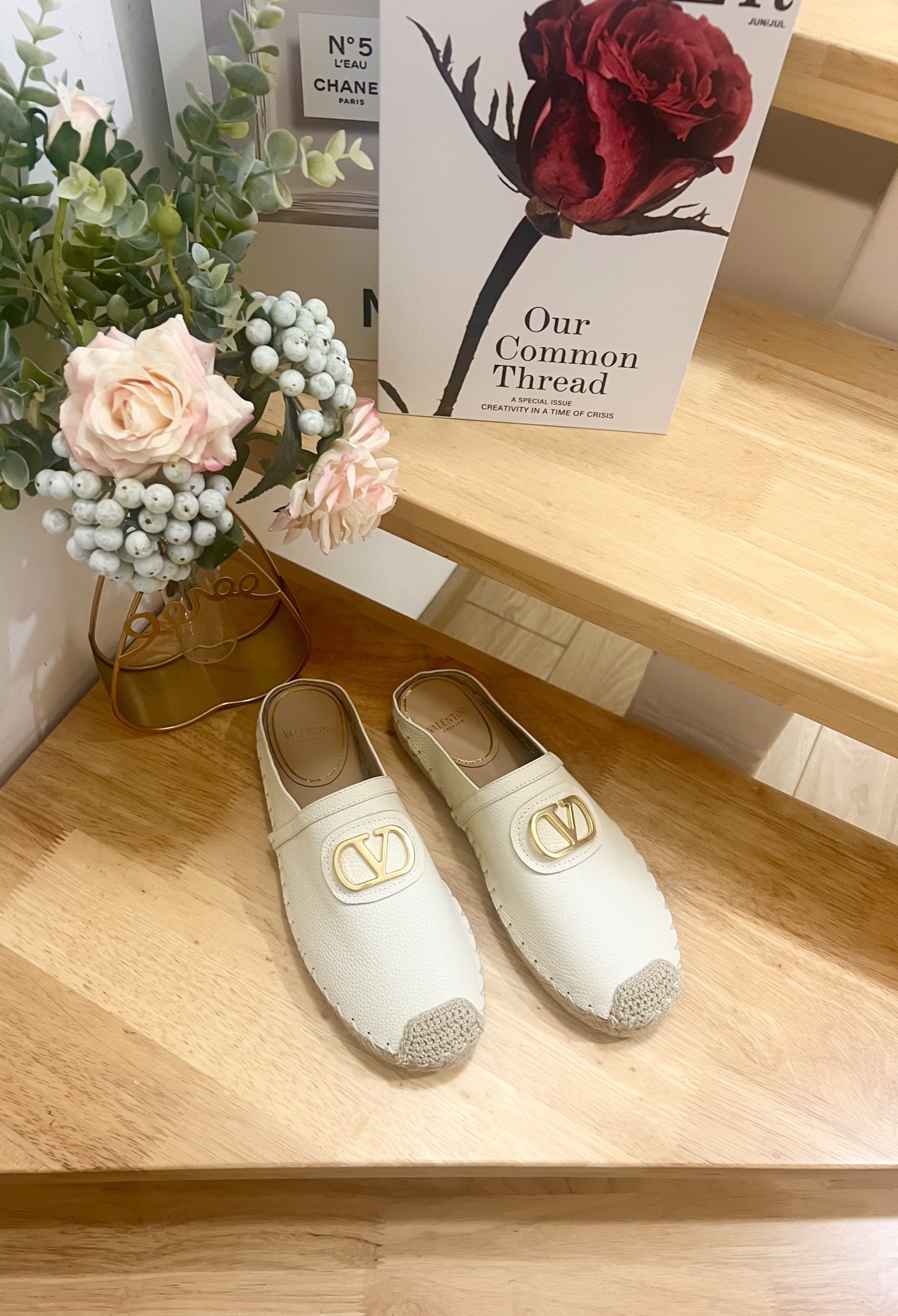 Valentino Garavani Leather V-Logo Espadrille Mules, Women's Size 36-41(US 6-11) 4 i1744216697300 3838 0 1