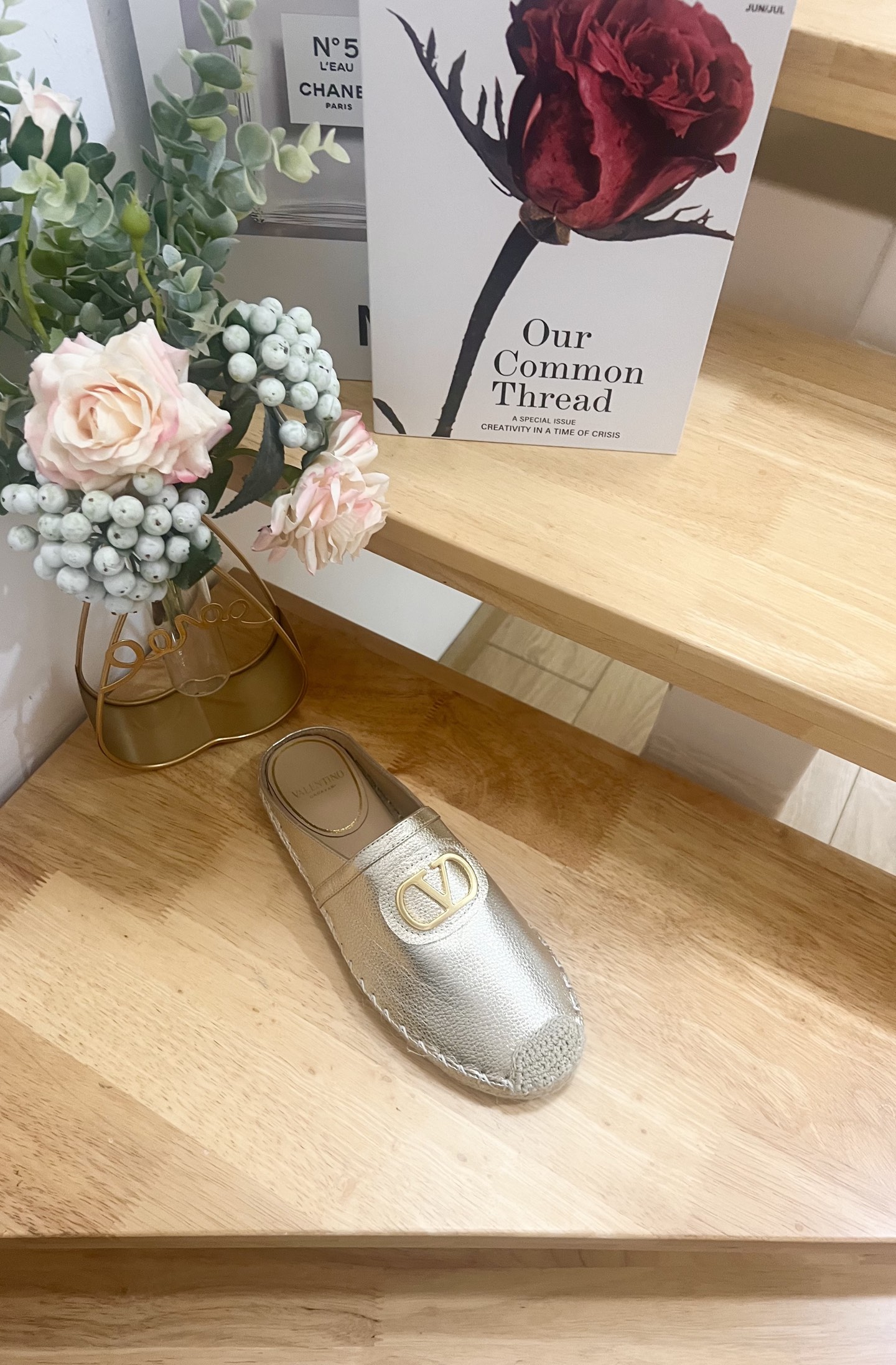 Valentino Garavani Leather V Logo Espadrille Mules,Gold Hardware, Slip-Ons 8 i1744216831787 8281 0 6