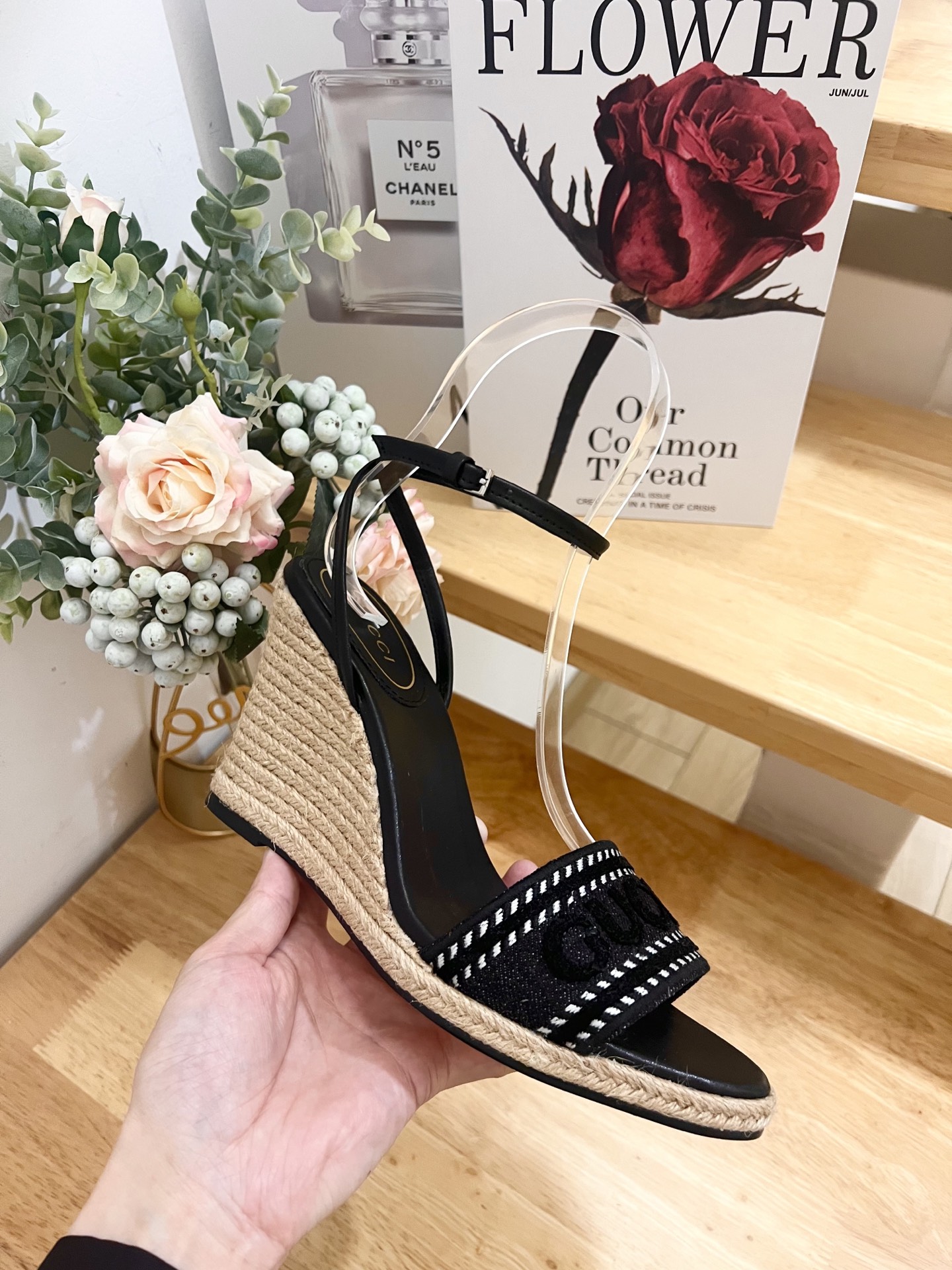 Gucci Women's Ines Embroidered Espadrille Wedge Sandals Black, EU 36-40 1 Gucci Women's Ines Embroidered Espadrille Wedge Sandals Black, EU 36-40
