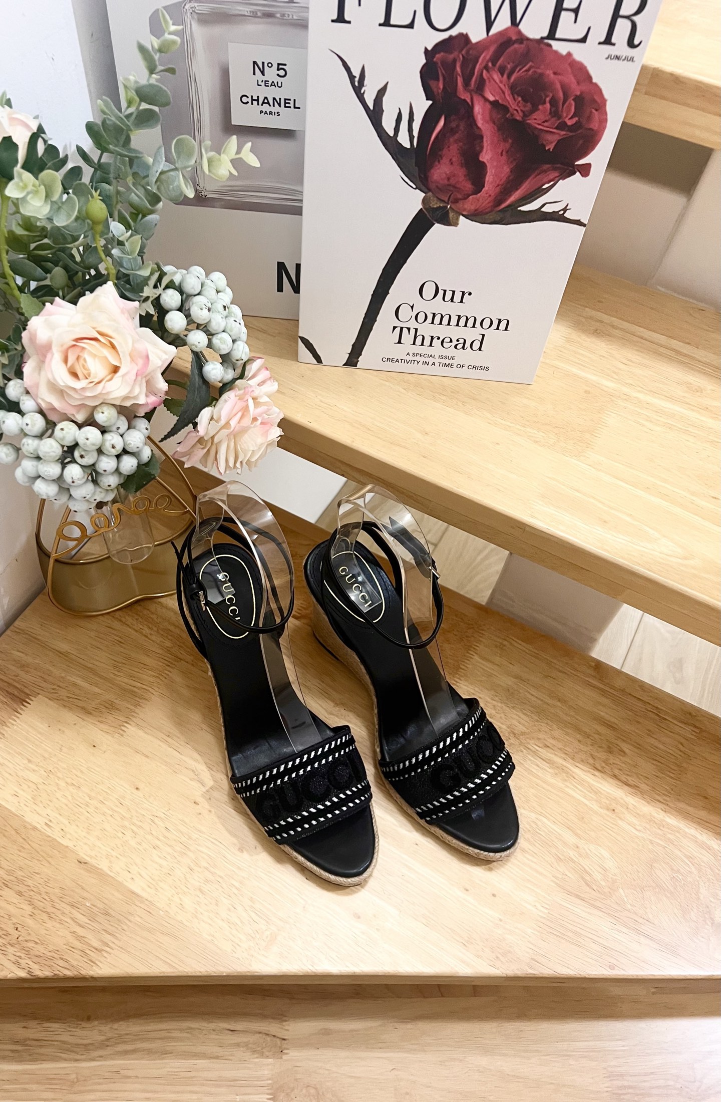 Gucci Women's Ines Embroidered Espadrille Wedge Sandals Black, EU 36-40 5 i1744445029152 841 0 2