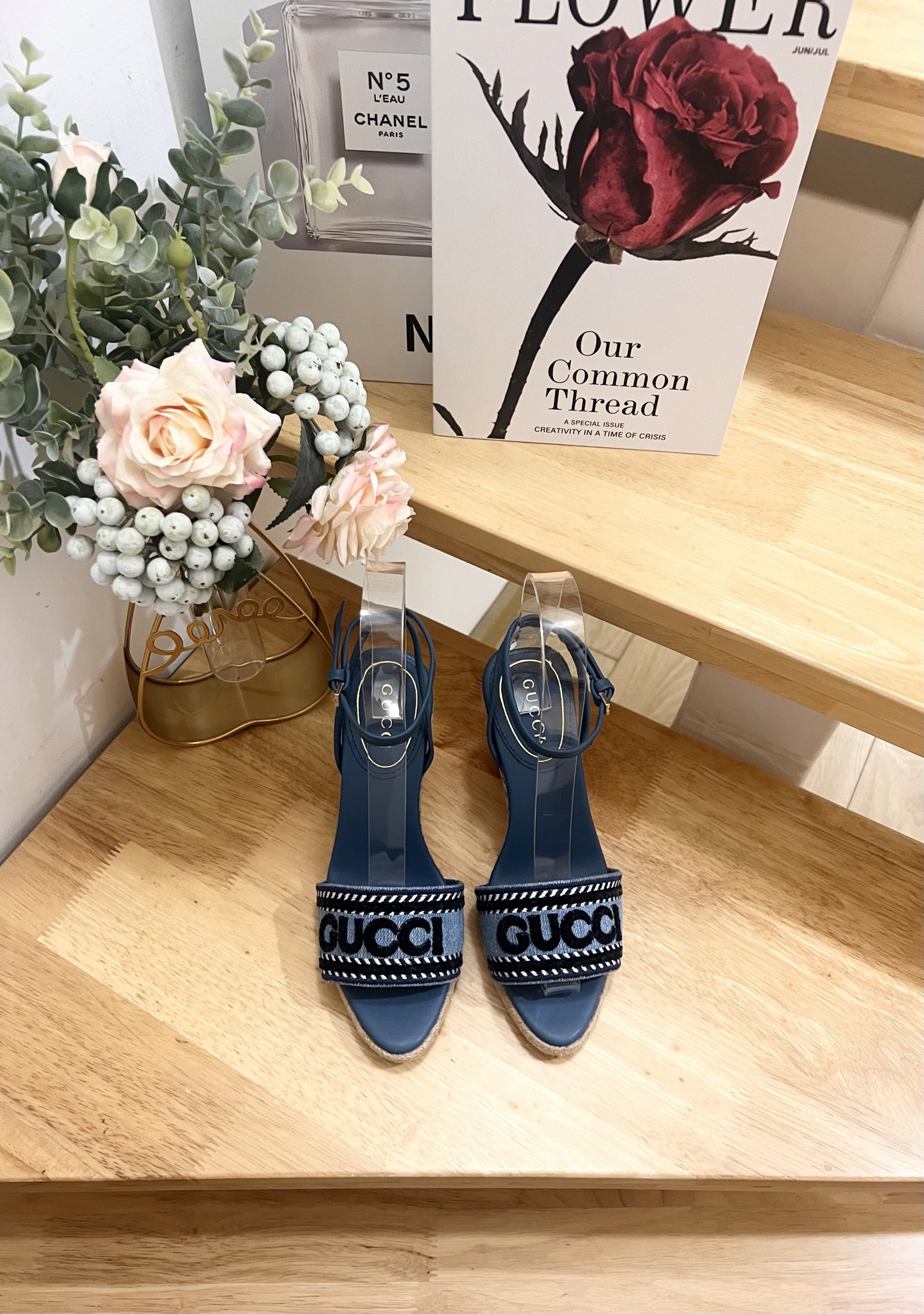 Gucci Women's Ines Denim Espadrille Wedge Sandals with Logo - Blue 3 i1744445074447 1163 0 0