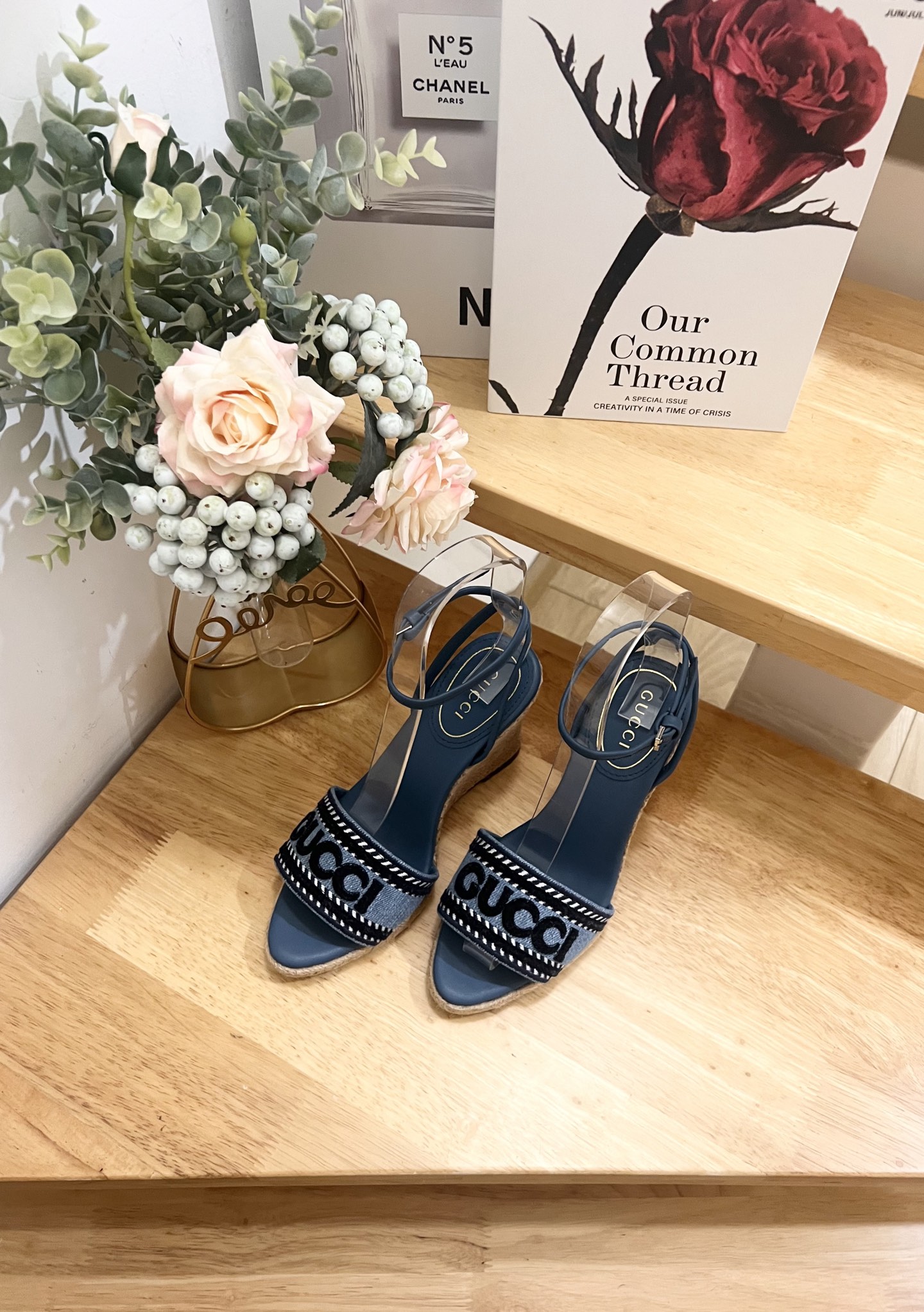 Gucci Women's Ines Denim Espadrille Wedge Sandals with Logo - Blue 5 i1744445074585 3410 0 2