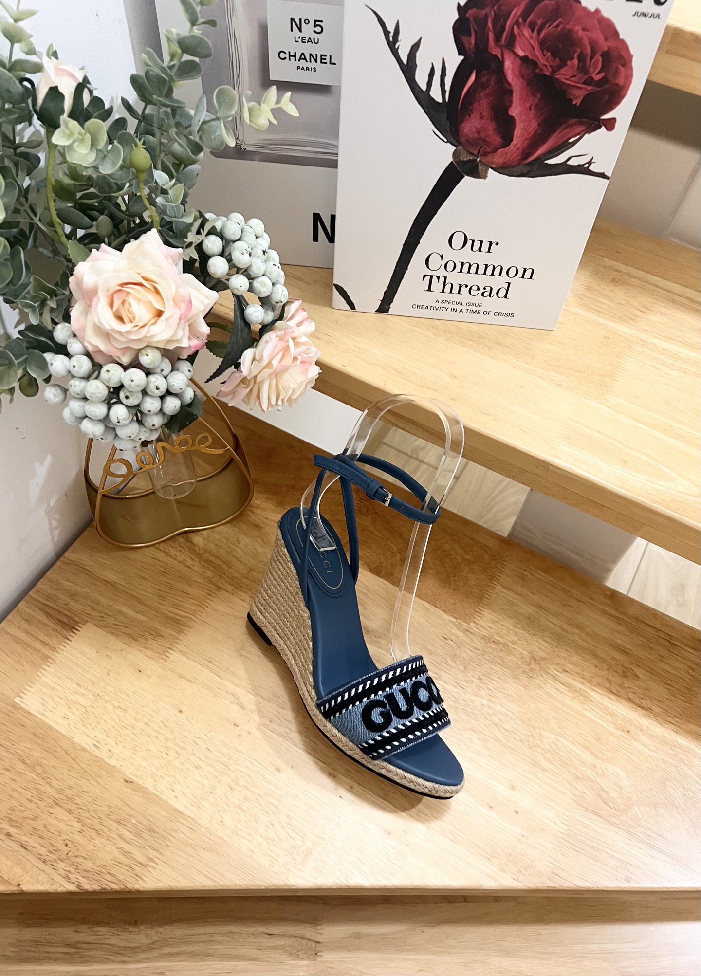 Gucci Women's Ines Denim Espadrille Wedge Sandals with Logo - Blue 6 i1744445077094 8671 0 3