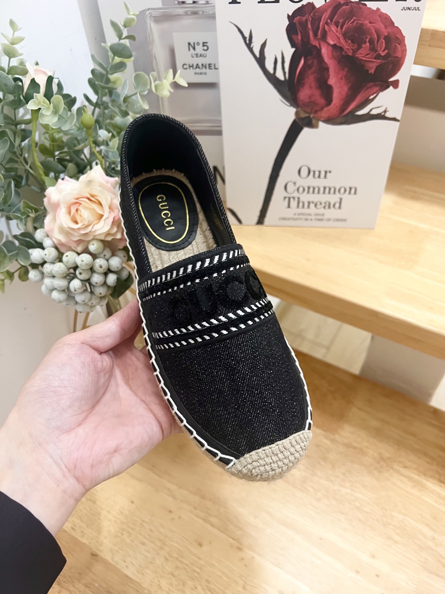 Gucci Ines Embroidered Appliqué Denim Espadrilles - Classic Comfort 2 i1744445324002 1282 0 6