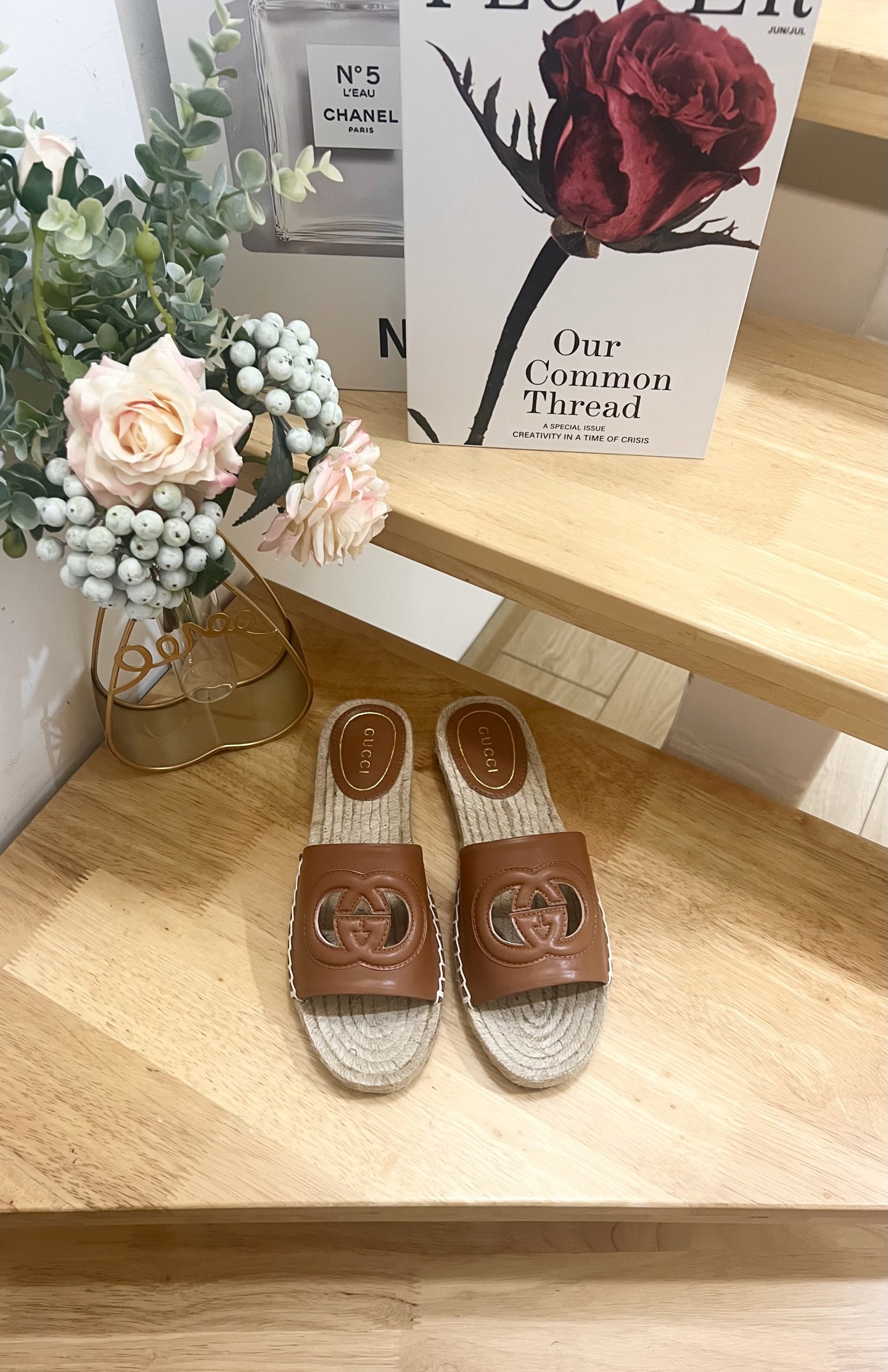 Gucci Interlocking G Cutout Leather & Raffia Espadrille Slides Sandals Brown 3 i1744785055270 6399 0 0