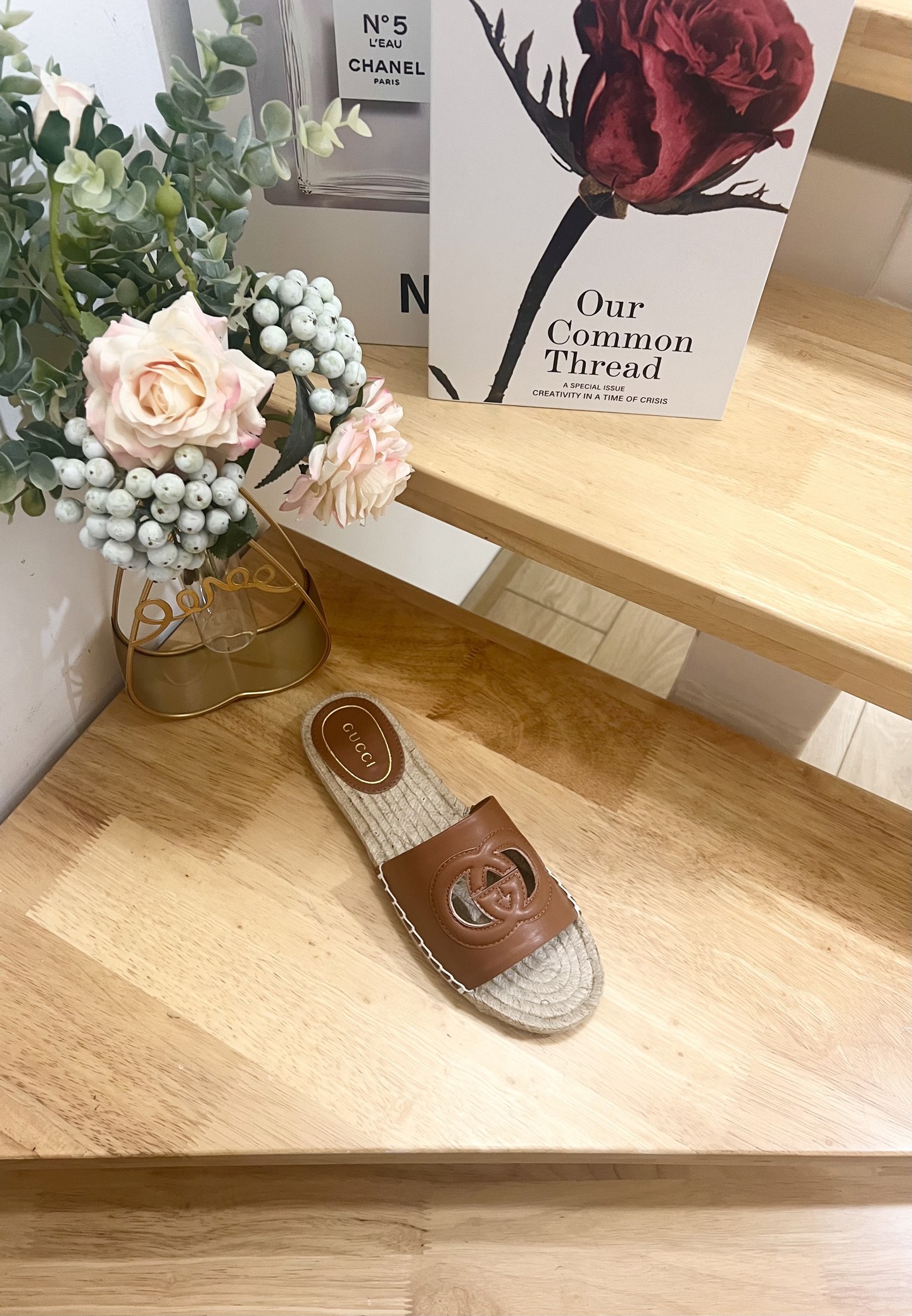Gucci Interlocking G Cutout Leather & Raffia Espadrille Slides Sandals Brown 7 i1744785055297 7151 0 4