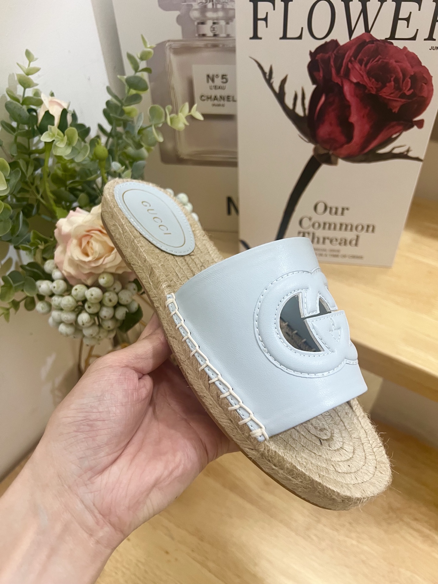Gucci Interlocking G Espadrille Slides in Light Blue Leather 9 i1744785198237 9636 0 6