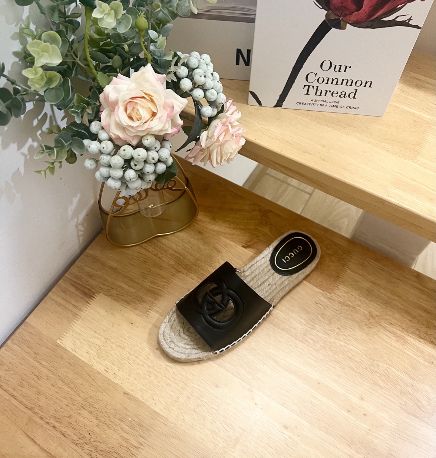 Gucci Leather Espadrille Slide Sandal with Interlocking G Cutout, Black 7 i1744785242319 4154 0 4