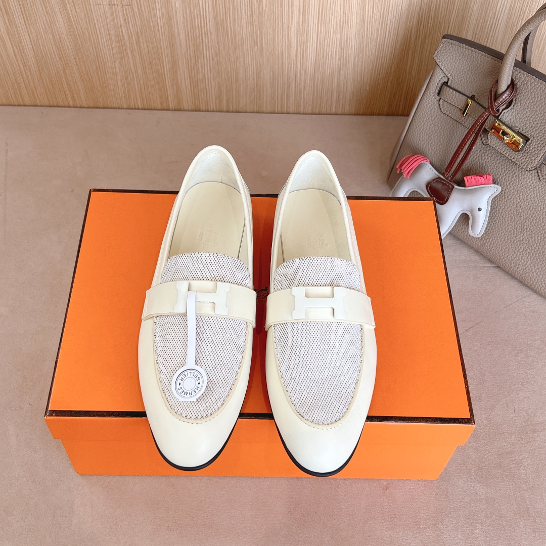 Hermes Sapatos Loafers Alto grau
 Couro genuíno Fashion