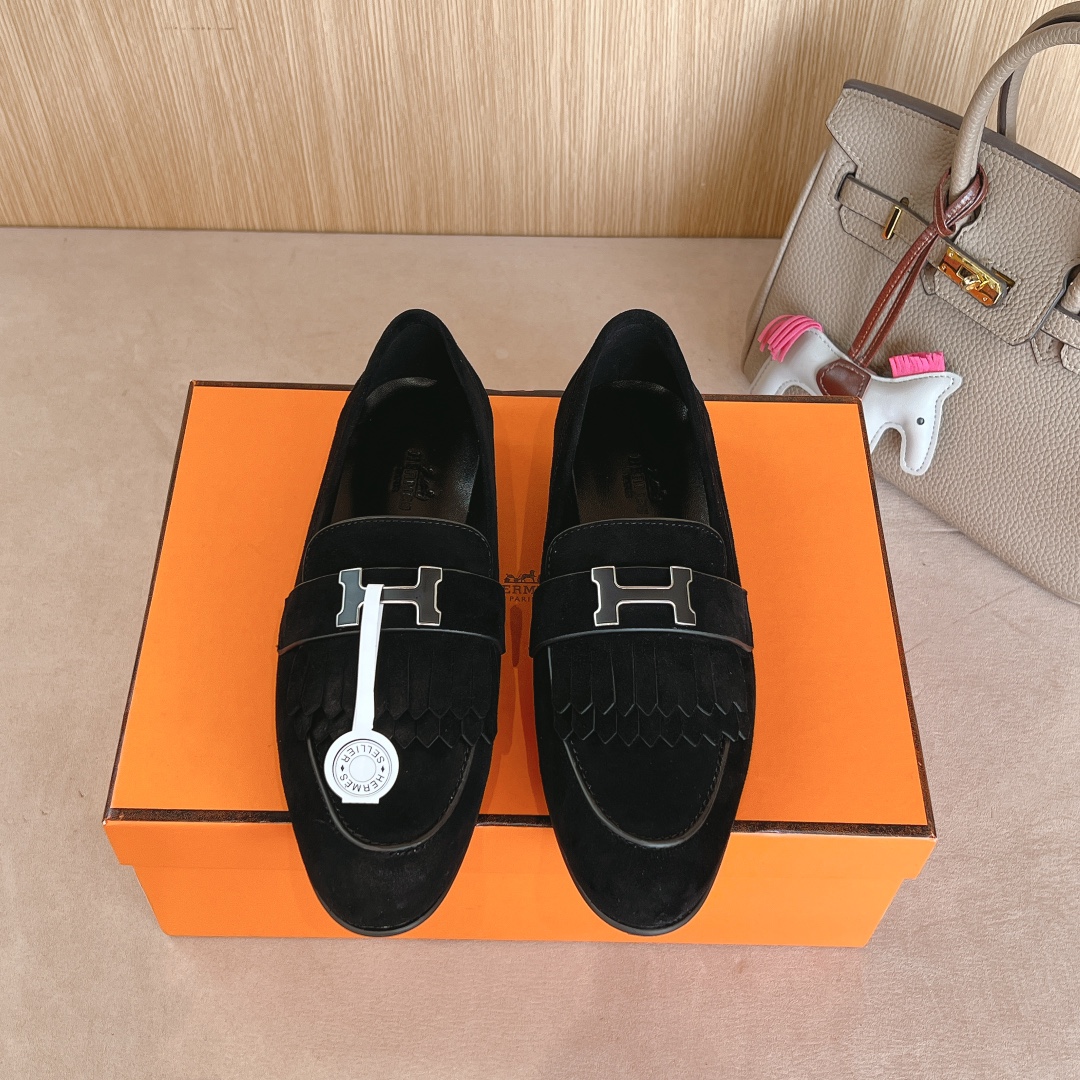 Loja
 Hermes Sapatos Loafers Couro genuíno Fashion