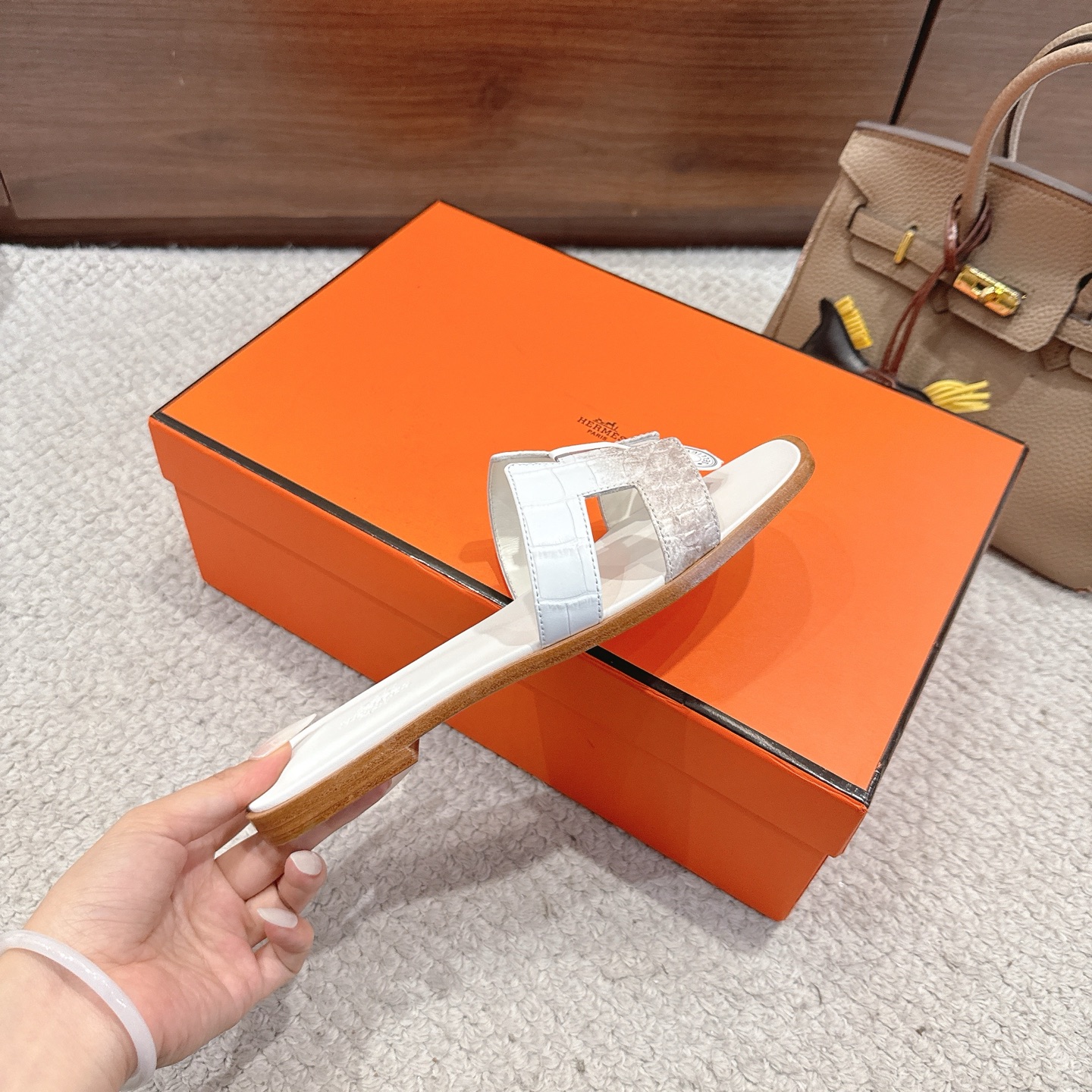Hermès Shoe Collection crafted with premium materials and signature 6