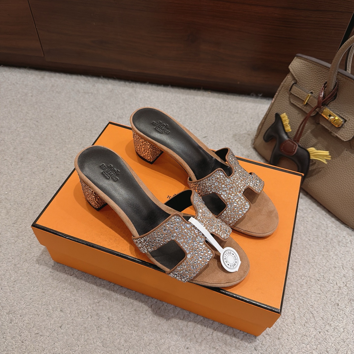 Hermès Crystal Oran Heeled Mules